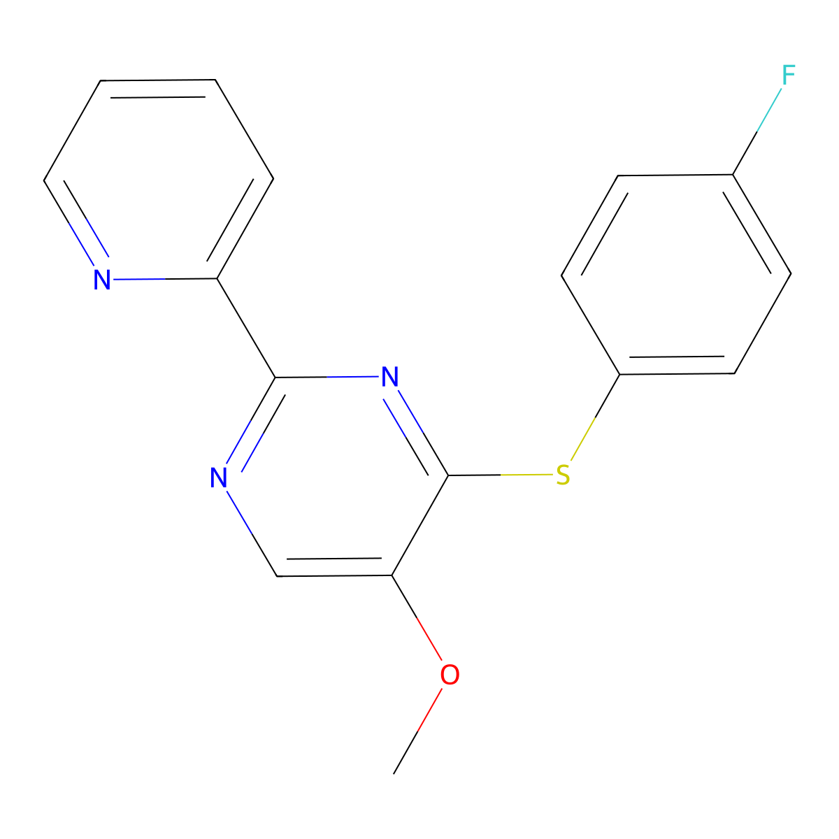 4-[(4-Fluorophenyl)sulfanyl]-2-(2-pyridinyl)-5-pyrimidinyl methyl ether molecular structure, CAS 321433-01-6