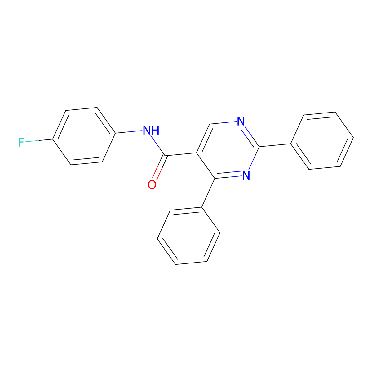 N-(4-fluorophenyl)-2,4-diphenylpyrimidine-5-carboxamide molecular structure, CAS 321433-15-2