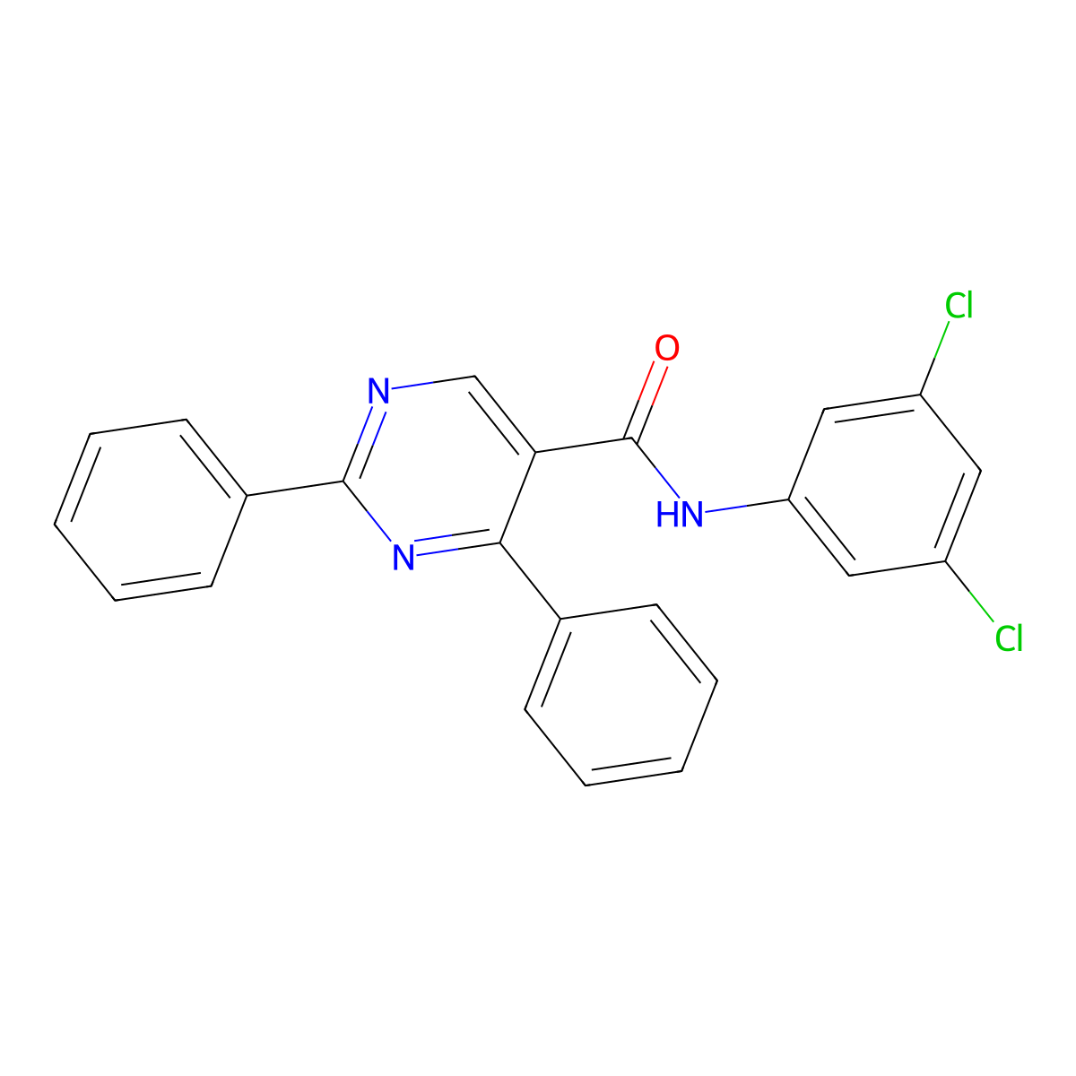 N-(3,5-dichlorophenyl)-2,4-diphenylpyrimidine-5-carboxamide molecular structure, CAS 321433-23-2