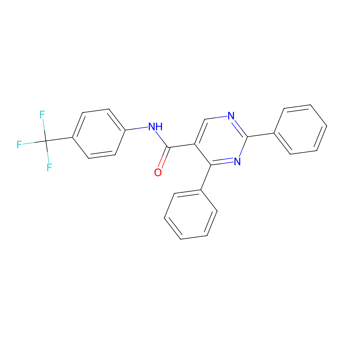 2,4-diphenyl-N-[4-(trifluoromethyl)phenyl]pyrimidine-5-carboxamide molecular structure, CAS 321433-24-3