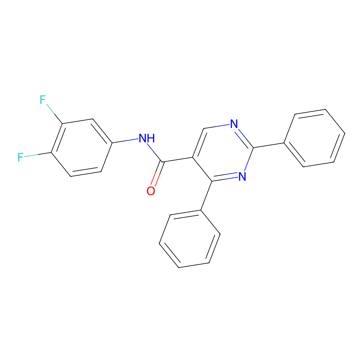 N-(3,4-difluorophenyl)-2,4-diphenylpyrimidine-5-carboxamide molecular structure, CAS 321433-26-5