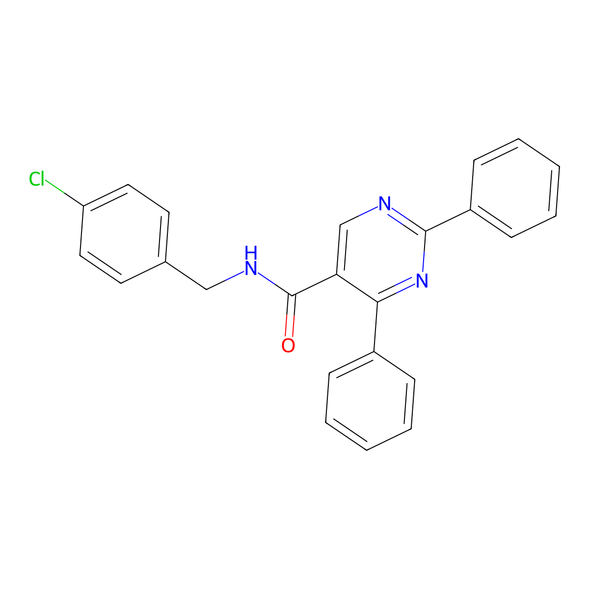 N-[(4-chlorophenyl)methyl]-2,4-diphenylpyrimidine-5-carboxamide molecular structure, CAS 321433-27-6
