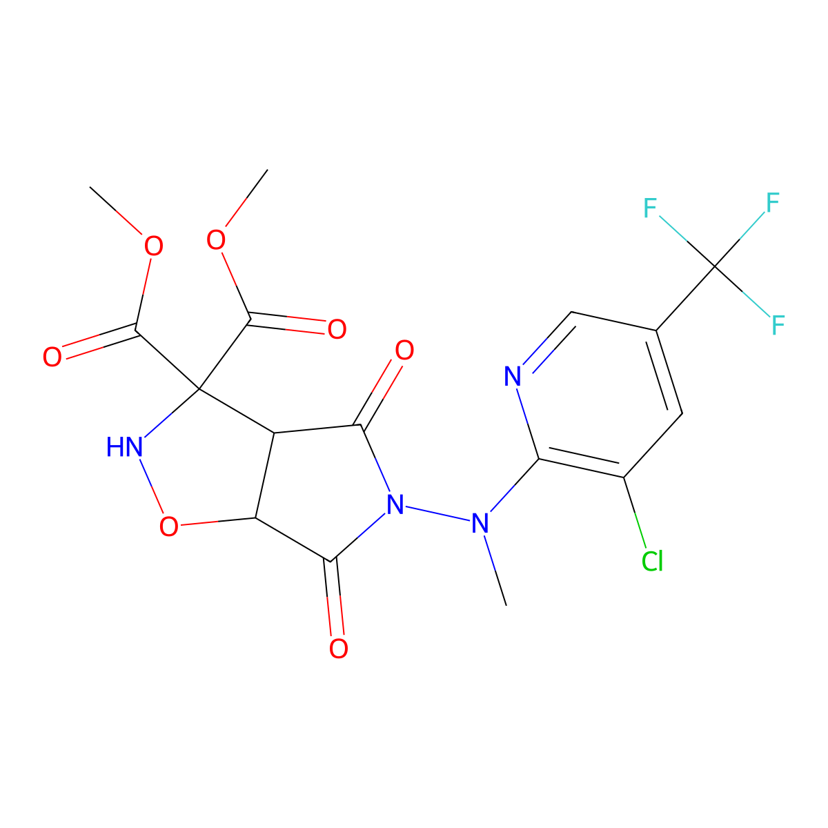 dimethyl 5-[[3-chloro-5-(trifluoromethyl)-2-pyridinyl](methyl)amino]-4,6-dioxotetrahydro-2H-pyrrolo[3,4-d]isoxazole-3,3(3aH)-dicarboxylate molecular structure, CAS 321433-42-5