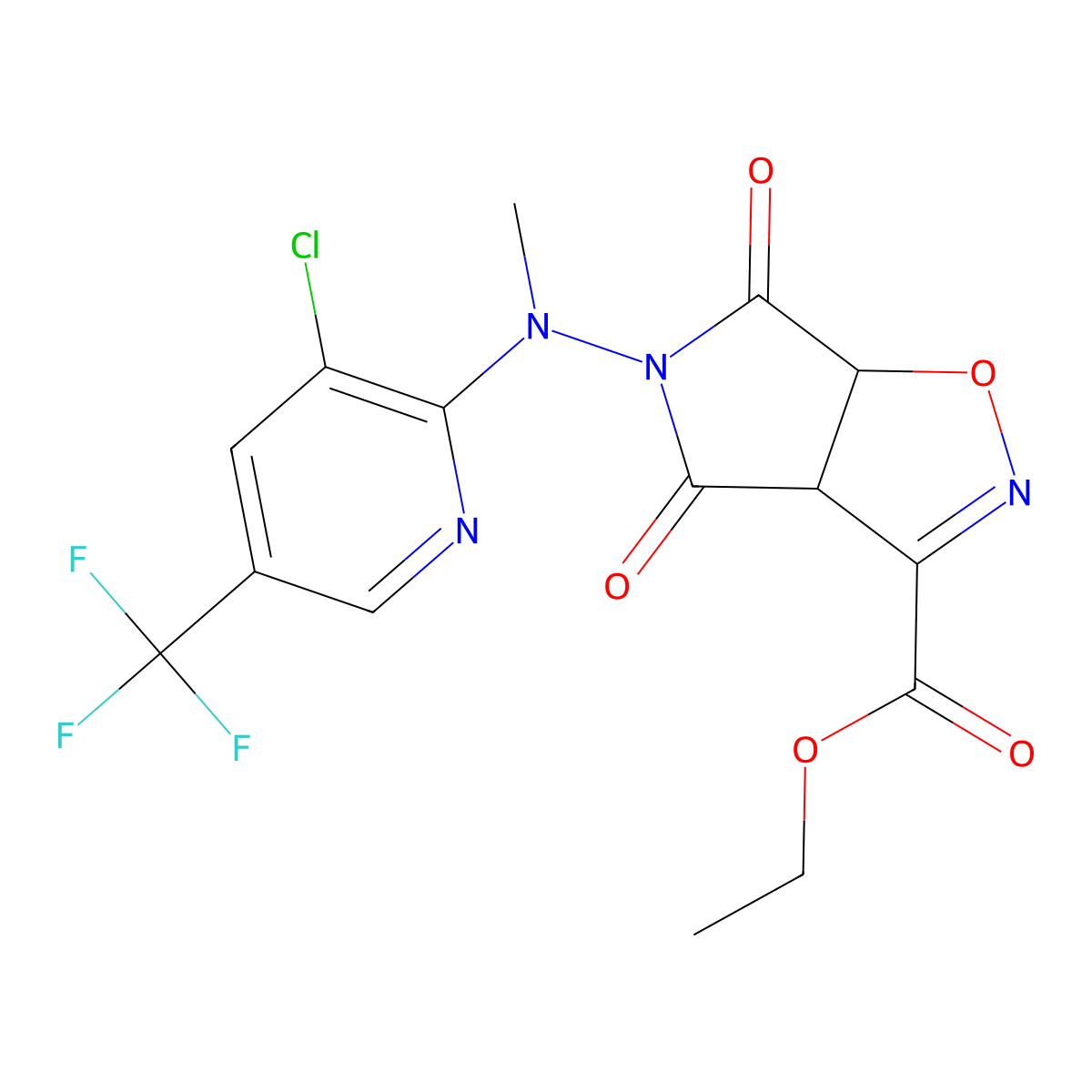 ethyl 5-[[3-chloro-5-(trifluoromethyl)-2-pyridinyl](methyl)amino]-4,6-dioxo-4,5,6,6a-tetrahydro-3aH-pyrrolo[3,4-d]isoxazole-3-carboxylate molecular structure, CAS 321433-48-1