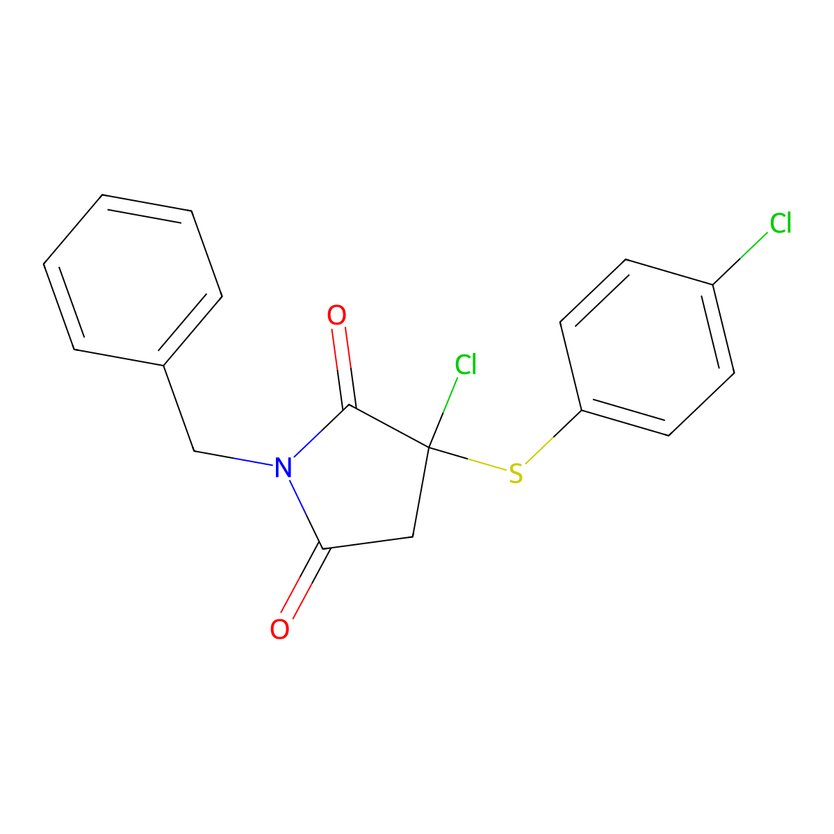 1-benzyl-3-chloro-3-[(4-chlorophenyl)sulfanyl]dihydro-1H-pyrrole-2,5-dione molecular structure, CAS 321433-50-5
