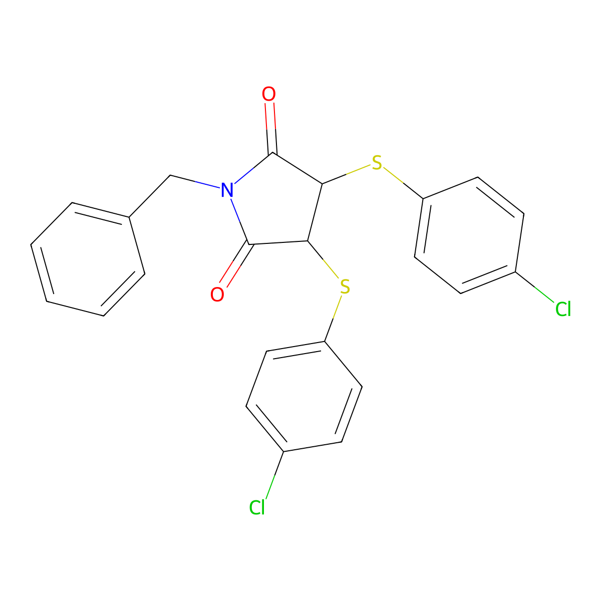 1-Benzyl-3,4-bis[(4-chlorophenyl)sulfanyl]pyrrolidine-2,5-dione molecular structure, CAS 321433-52-7