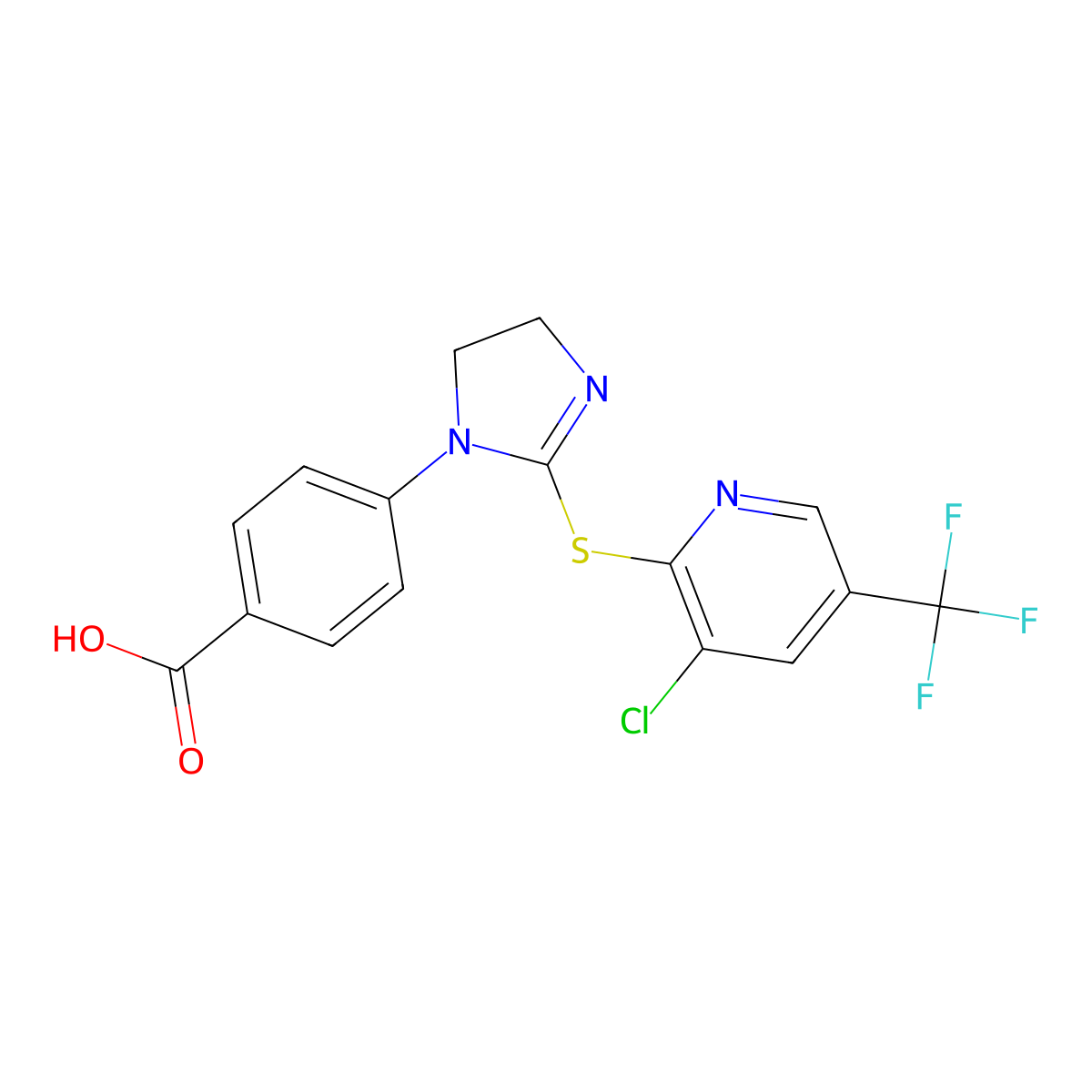 4-[2-[3-chloro-5-(trifluoromethyl)pyridin-2-yl]sulfanyl-4,5-dihydroimidazol-1-yl]benzoic Acid molecular structure, CAS 321433-53-8