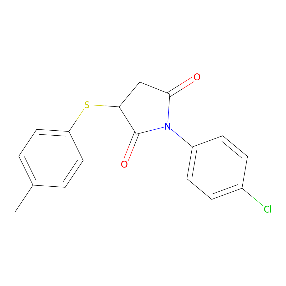 1-(4-chlorophenyl)-3-[(4-methylphenyl)sulfanyl]dihydro-1H-pyrrole-2,5-dione molecular structure, CAS 321433-56-1