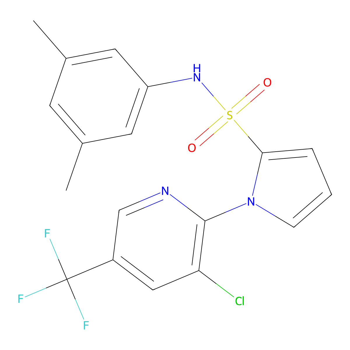 1-[3-chloro-5-(trifluoromethyl)-2-pyridinyl]-N-(3,5-dimethylphenyl)-1H-pyrrole-2-sulfonamide molecular structure, CAS 321433-65-2