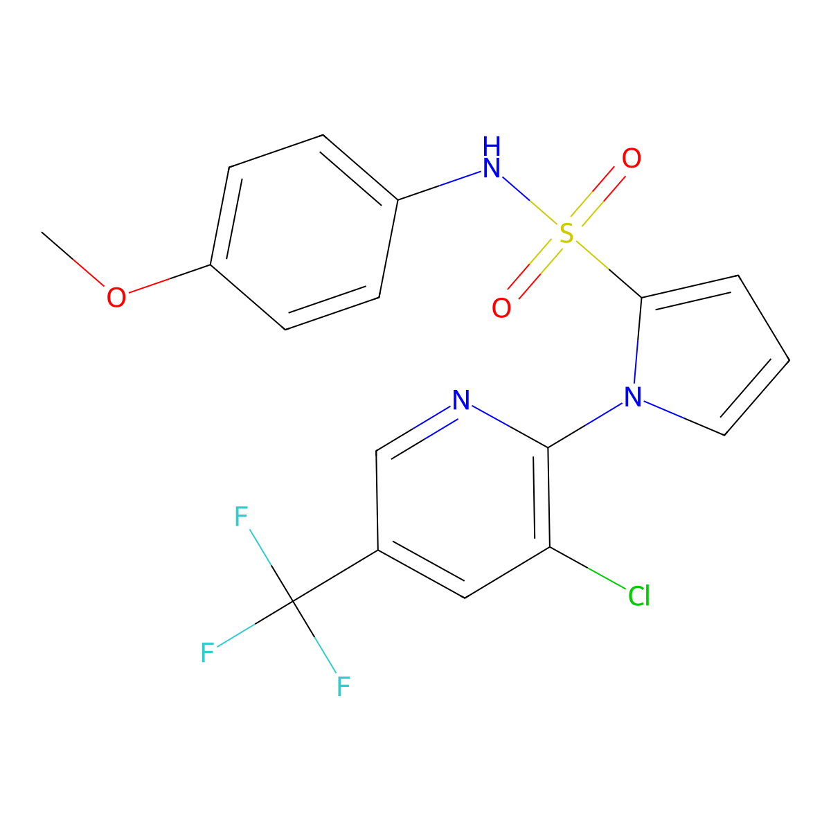 1-[3-chloro-5-(trifluoromethyl)-2-pyridinyl]-N-(4-methoxyphenyl)-1H-pyrrole-2-sulfonamide molecular structure, CAS 321433-66-3