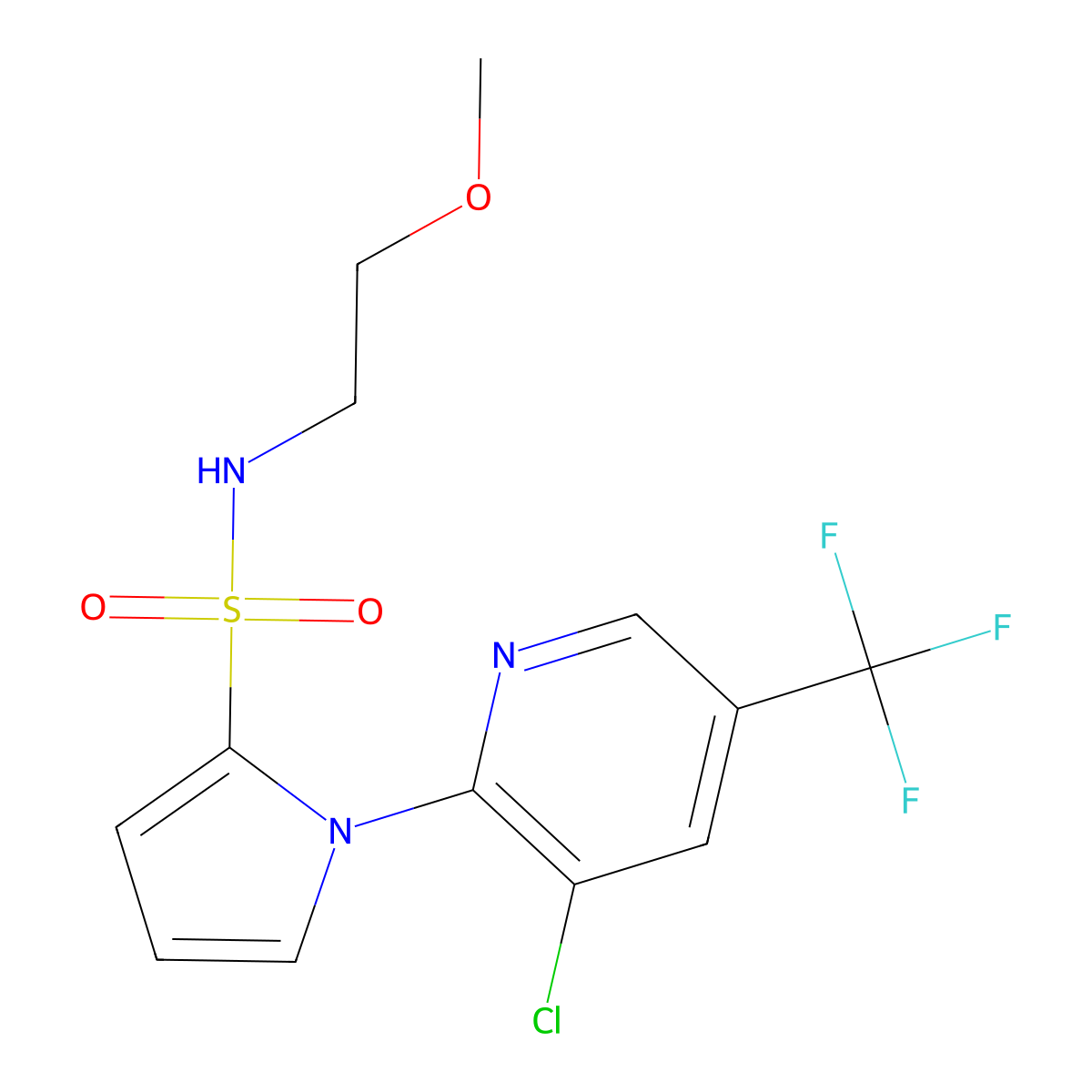 1-[3-chloro-5-(trifluoromethyl)-2-pyridinyl]-N-(2-methoxyethyl)-1H-pyrrole-2-sulfonamide molecular structure, CAS 321433-69-6
