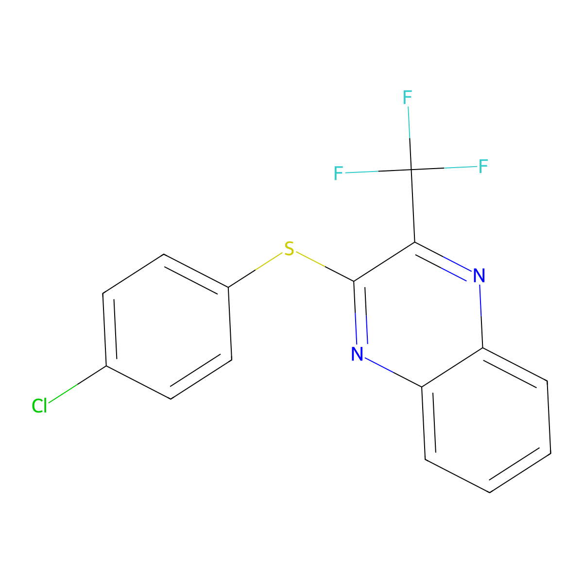 2-((4-Chlorophenyl)sulfanyl)-3-(trifluoromethyl)quinoxaline molecular structure, CAS 321433-72-1