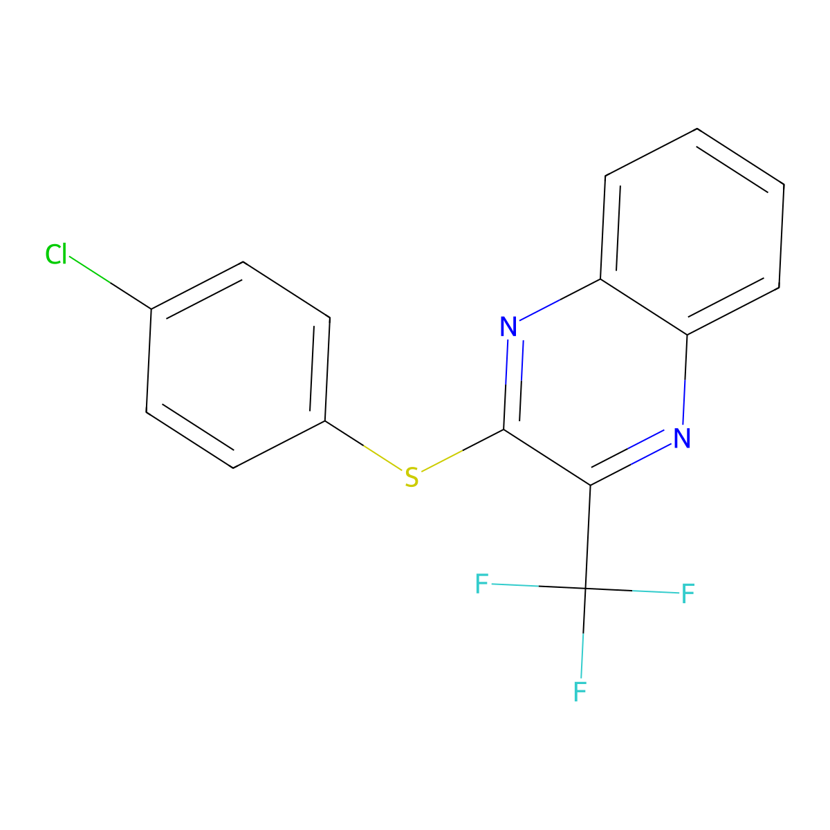 2-((4-Chlorophenyl)sulfanyl)-3-(trifluoromethyl)quinoxaline molecular structure, CAS 321433-72-1