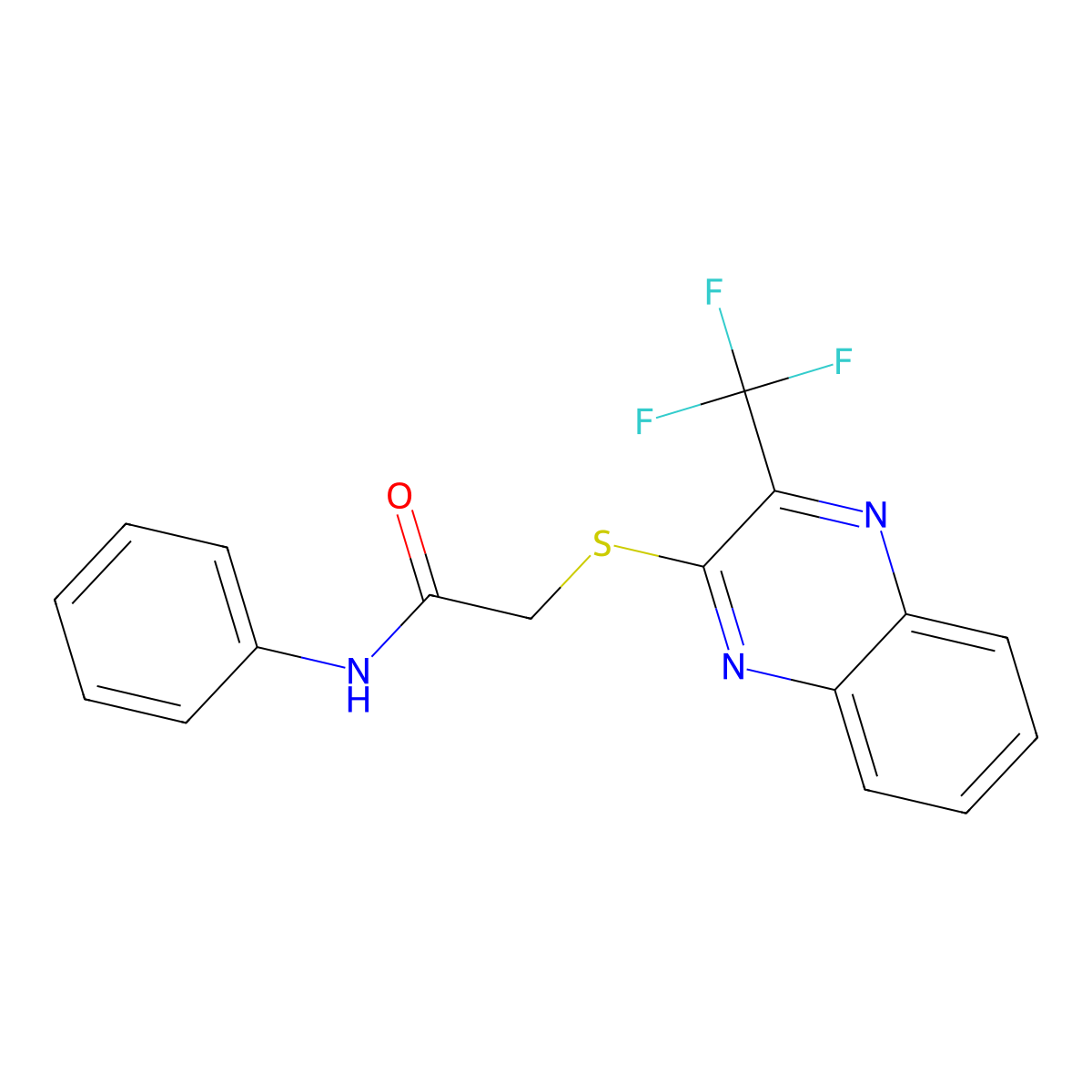 N-phenyl-2-{[3-(trifluoromethyl)-2-quinoxalinyl]sulfanyl}acetamide molecular structure, CAS 321433-75-4