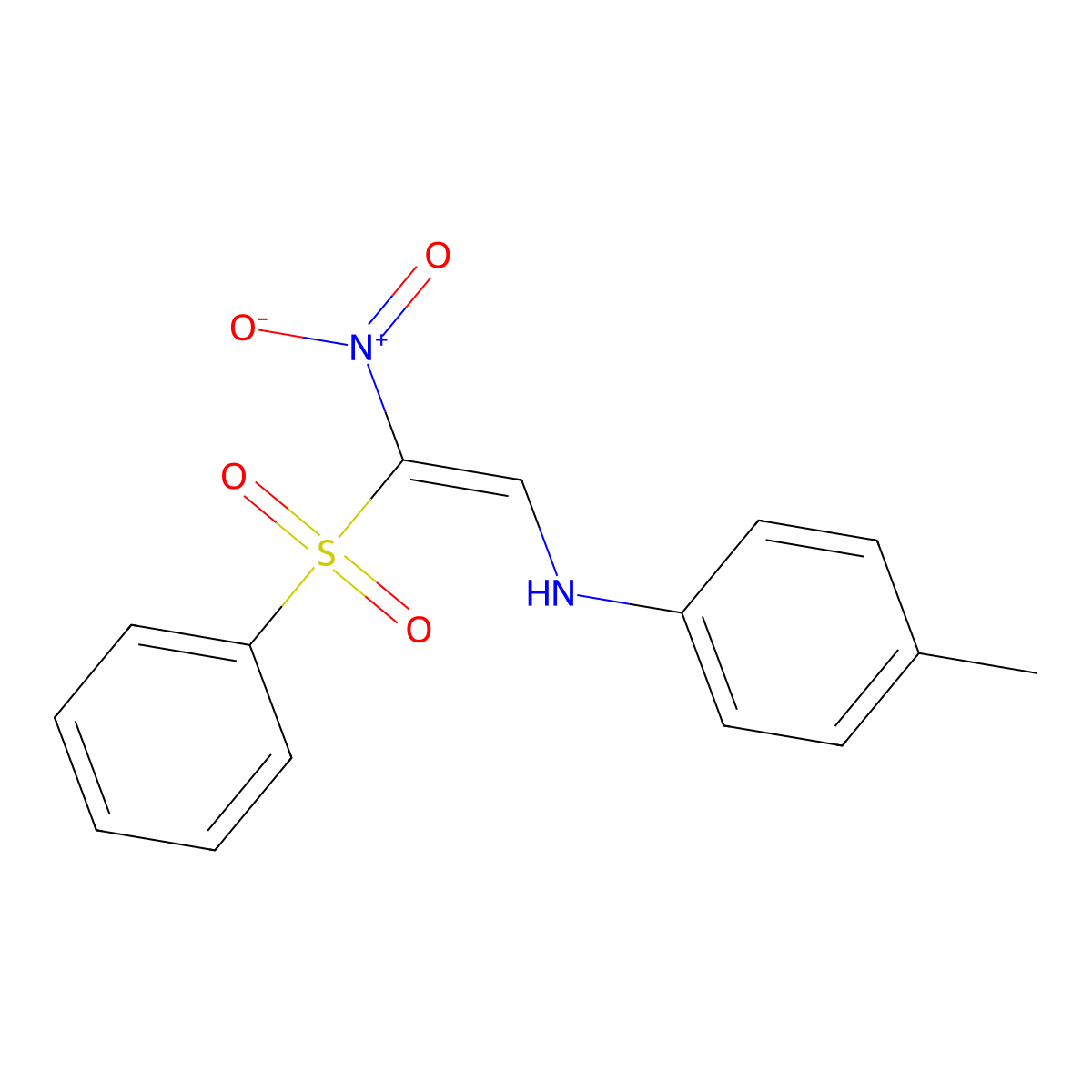 N-[(E)-2-(benzenesulfonyl)-2-nitroethenyl]-4-methylaniline molecular structure, CAS 321433-80-1