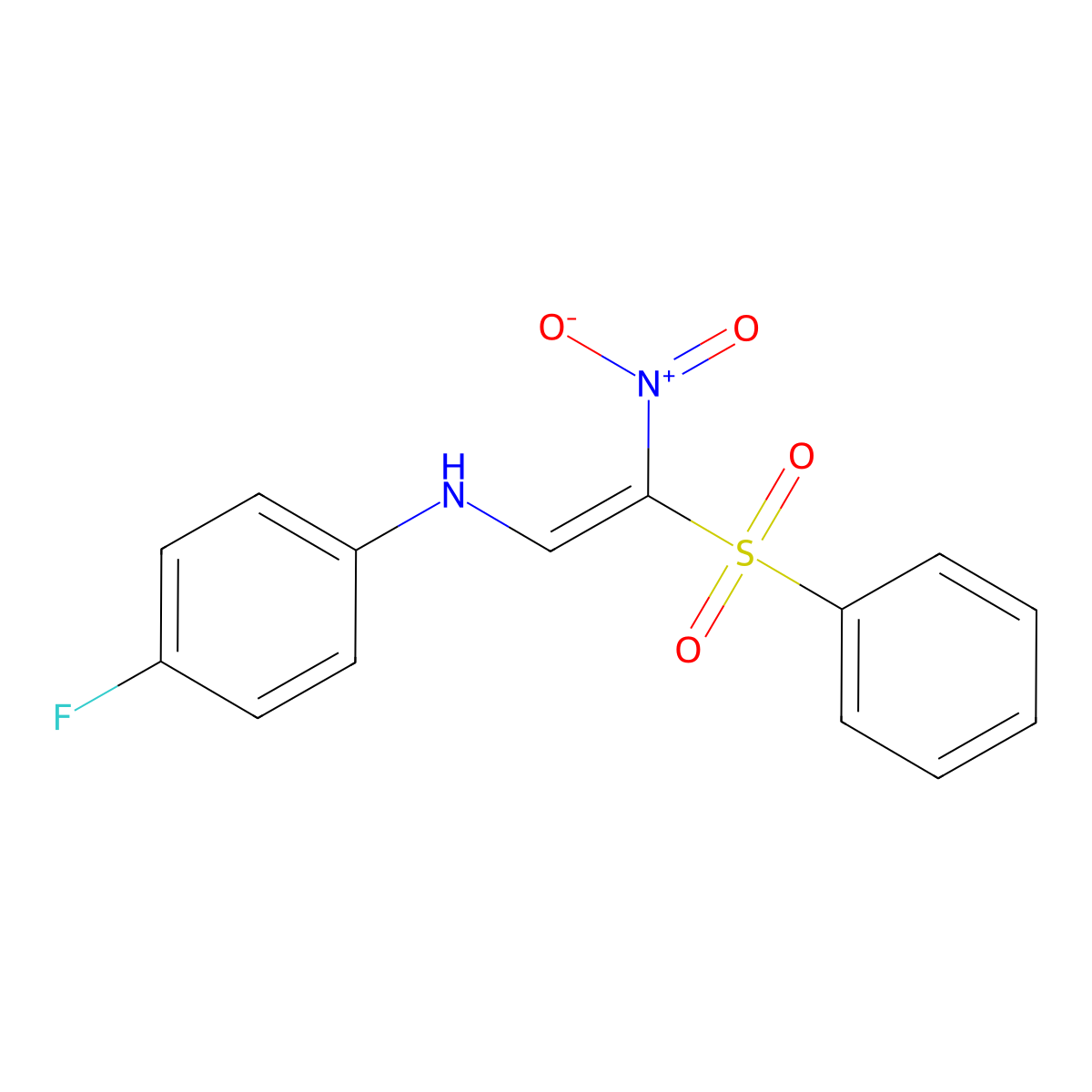 N-[(E)-2-(benzenesulfonyl)-2-nitroethenyl]-4-fluoroaniline molecular structure, CAS 321433-82-3