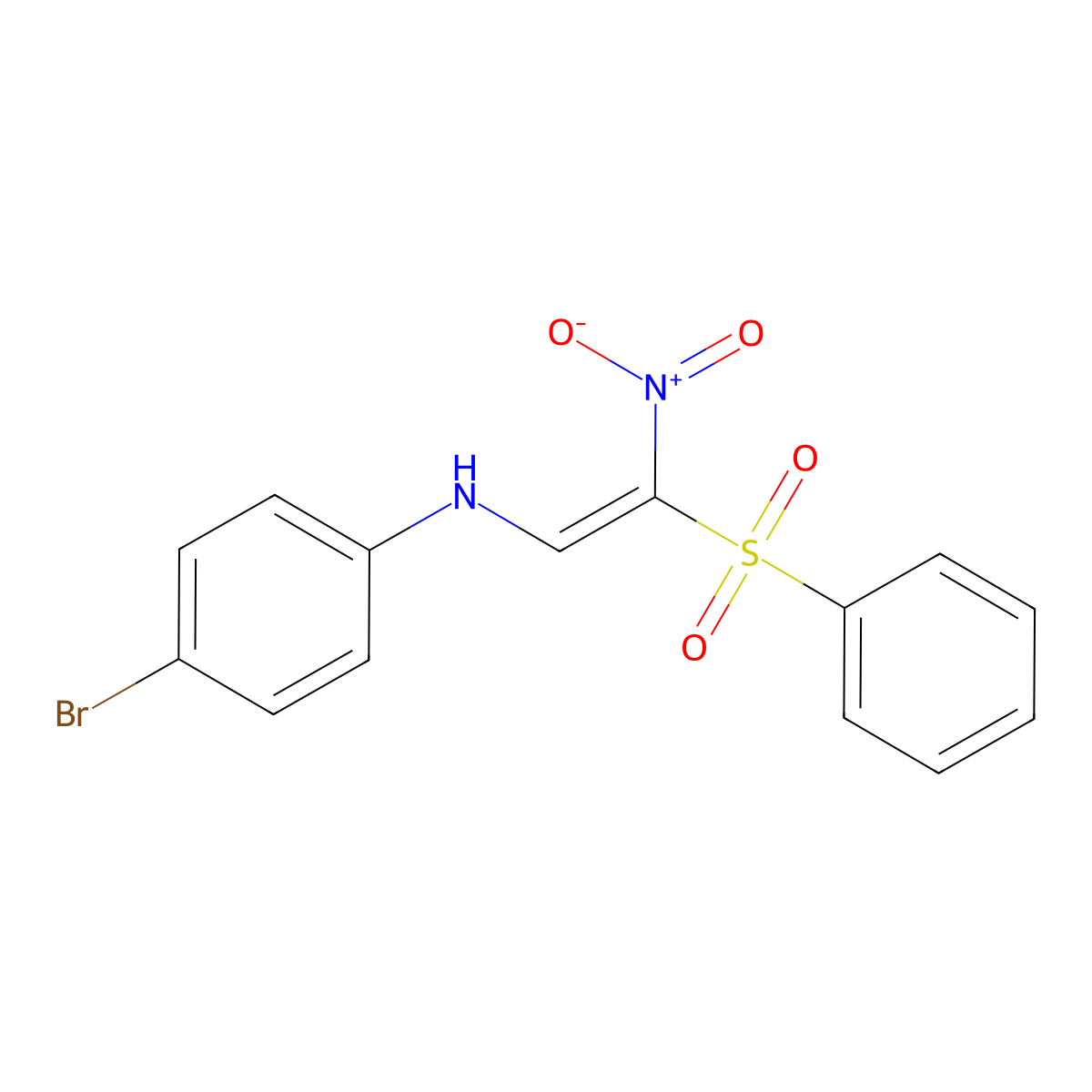 N-[(E)-2-(benzenesulfonyl)-2-nitroethenyl]-4-bromoaniline molecular structure, CAS 321433-86-7