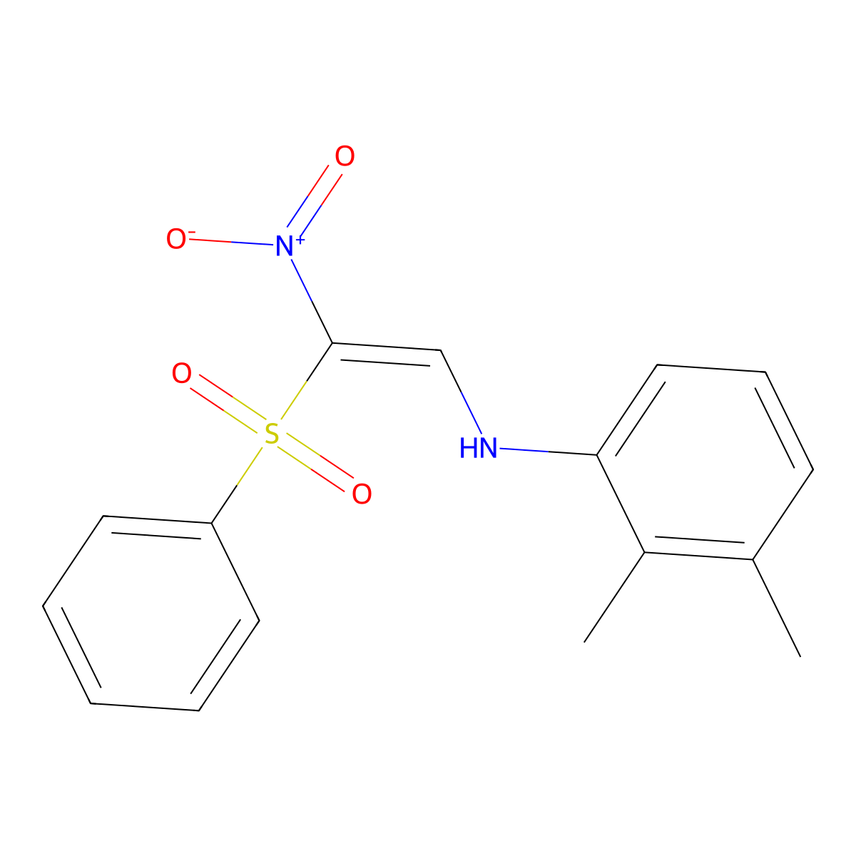 N-[(E)-2-(benzenesulfonyl)-2-nitroethenyl]-2,3-dimethylaniline molecular structure, CAS 321433-90-3