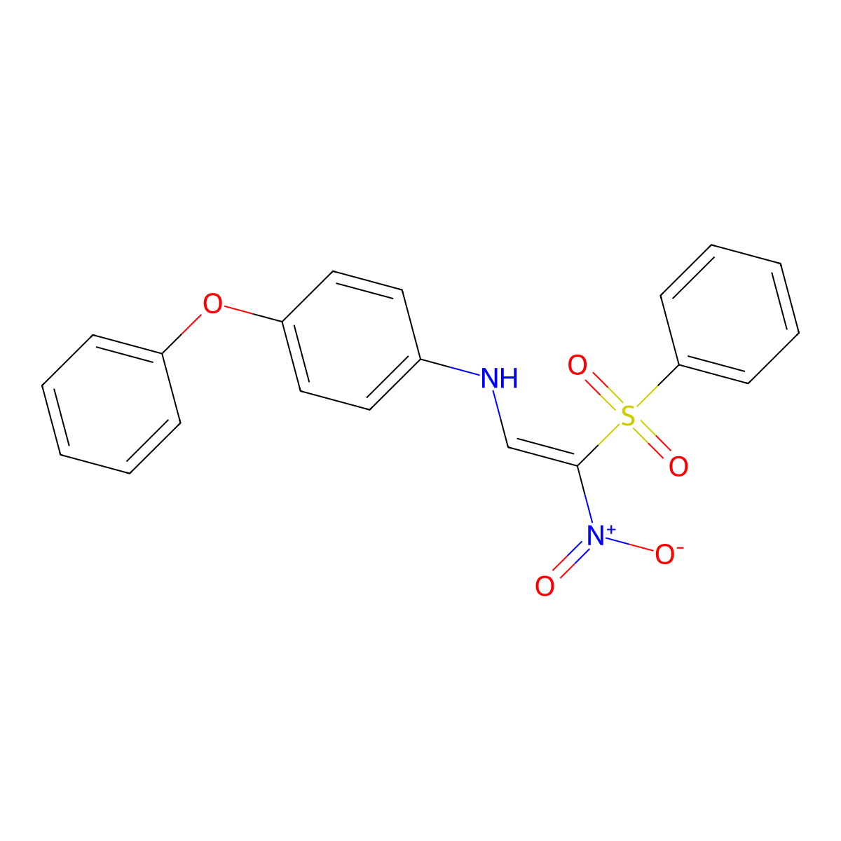 N-[(E)-2-(benzenesulfonyl)-2-nitroethenyl]-4-phenoxyaniline molecular structure, CAS 321434-01-9