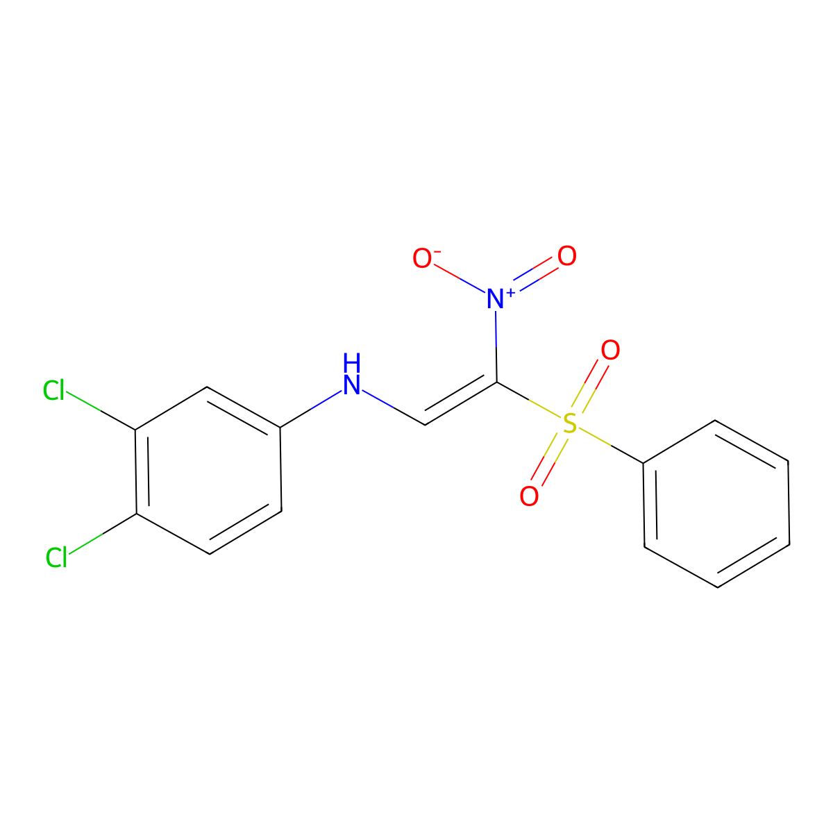 N-[(E)-2-(benzenesulfonyl)-2-nitroethenyl]-3,4-dichloroaniline molecular structure, CAS 321434-02-0