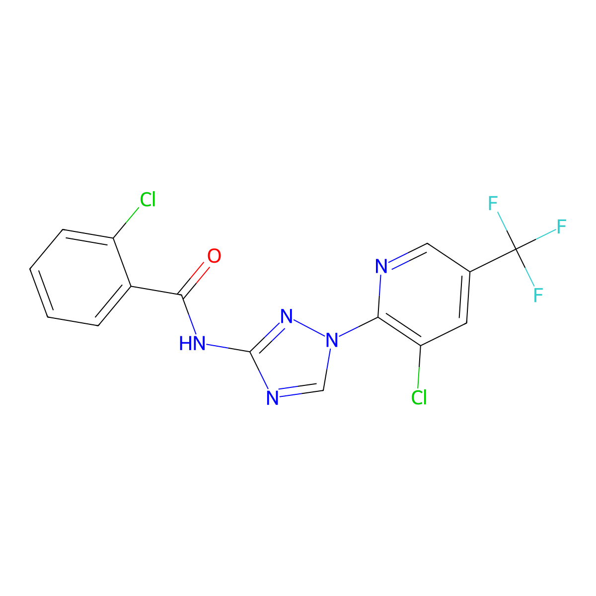 2-chloro-N-{1-[3-chloro-5-(trifluoromethyl)-2-pyridinyl]-1H-1,2,4-triazol-3-yl}benzenecarboxamide molecular structure, CAS 321434-03-1