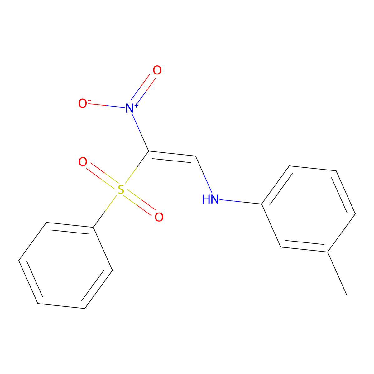 N-[(E)-2-(benzenesulfonyl)-2-nitroethenyl]-3-methylaniline molecular structure, CAS 321434-04-2