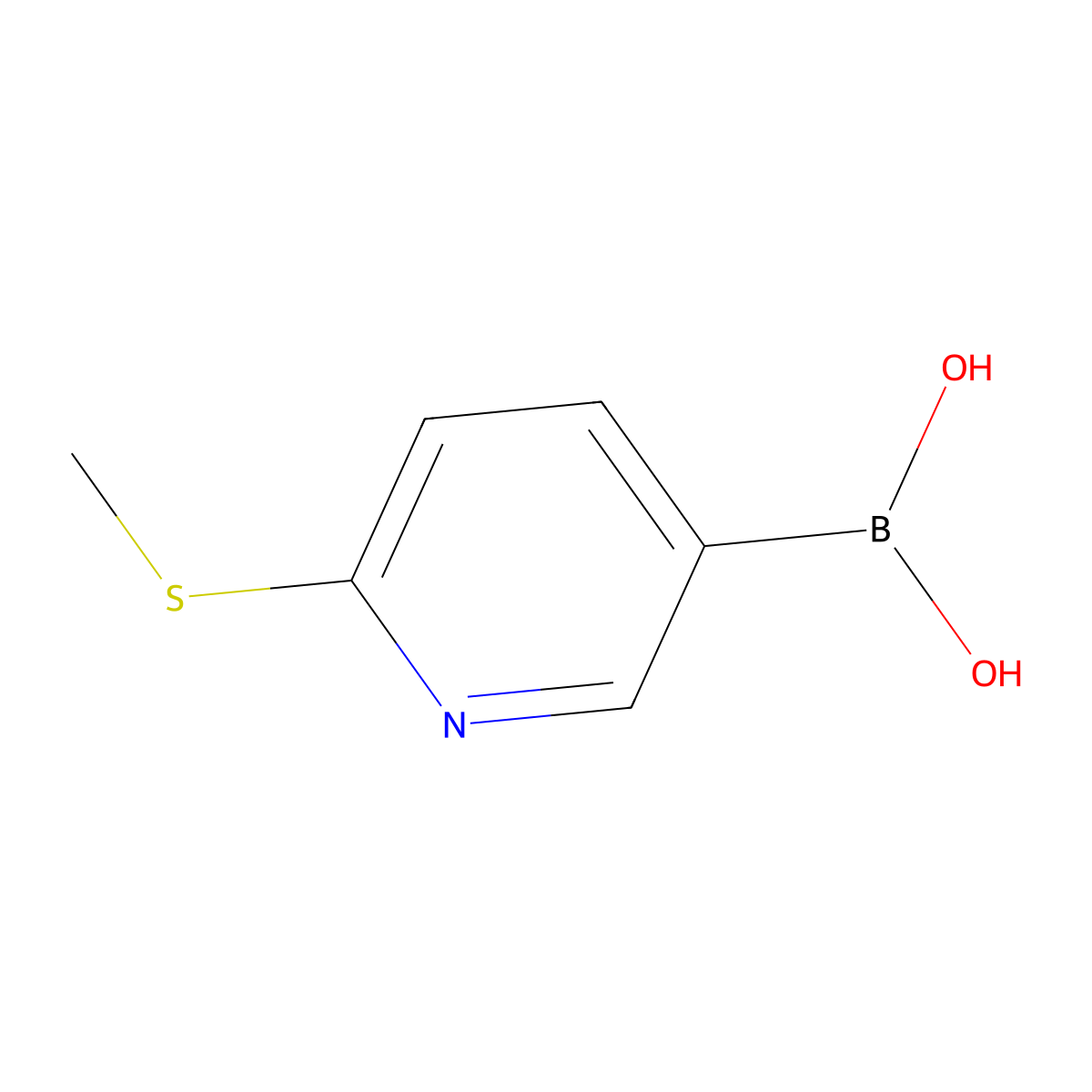 6-(Methylsulphanyl)pyridine-3-boronic acid molecular structure, CAS 321438-86-2