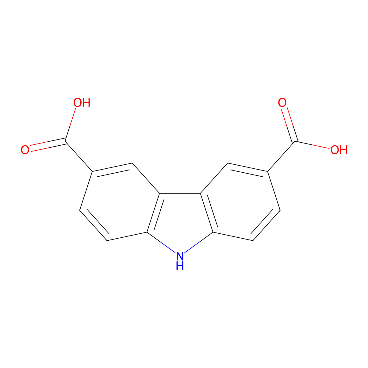 9H-Carbazole-3,6-dicarboxylic acid molecular structure, CAS 3215-41-6