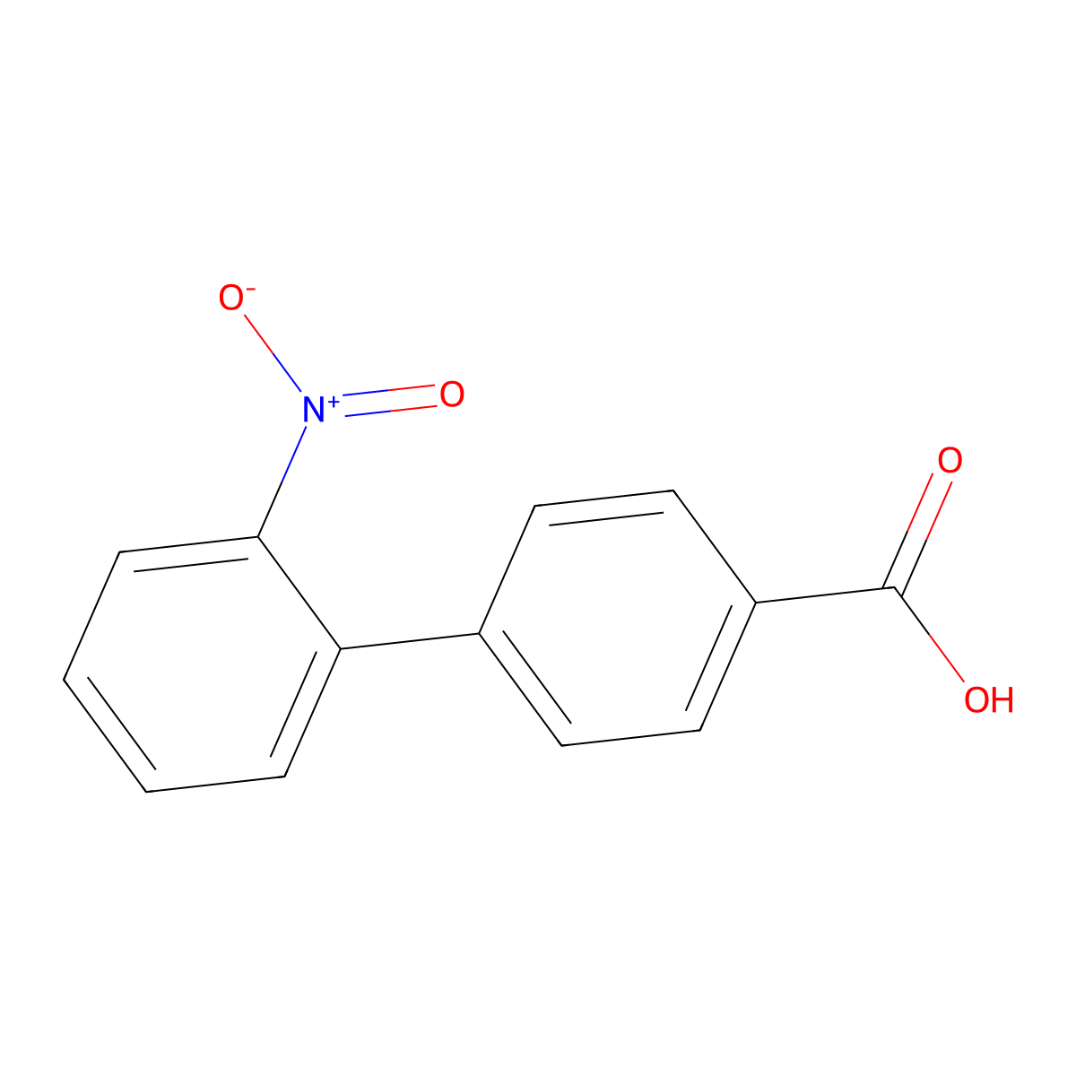 2'-Nitro-[1,1'-biphenyl]-4-carboxylic acid molecular structure, CAS 3215-92-7