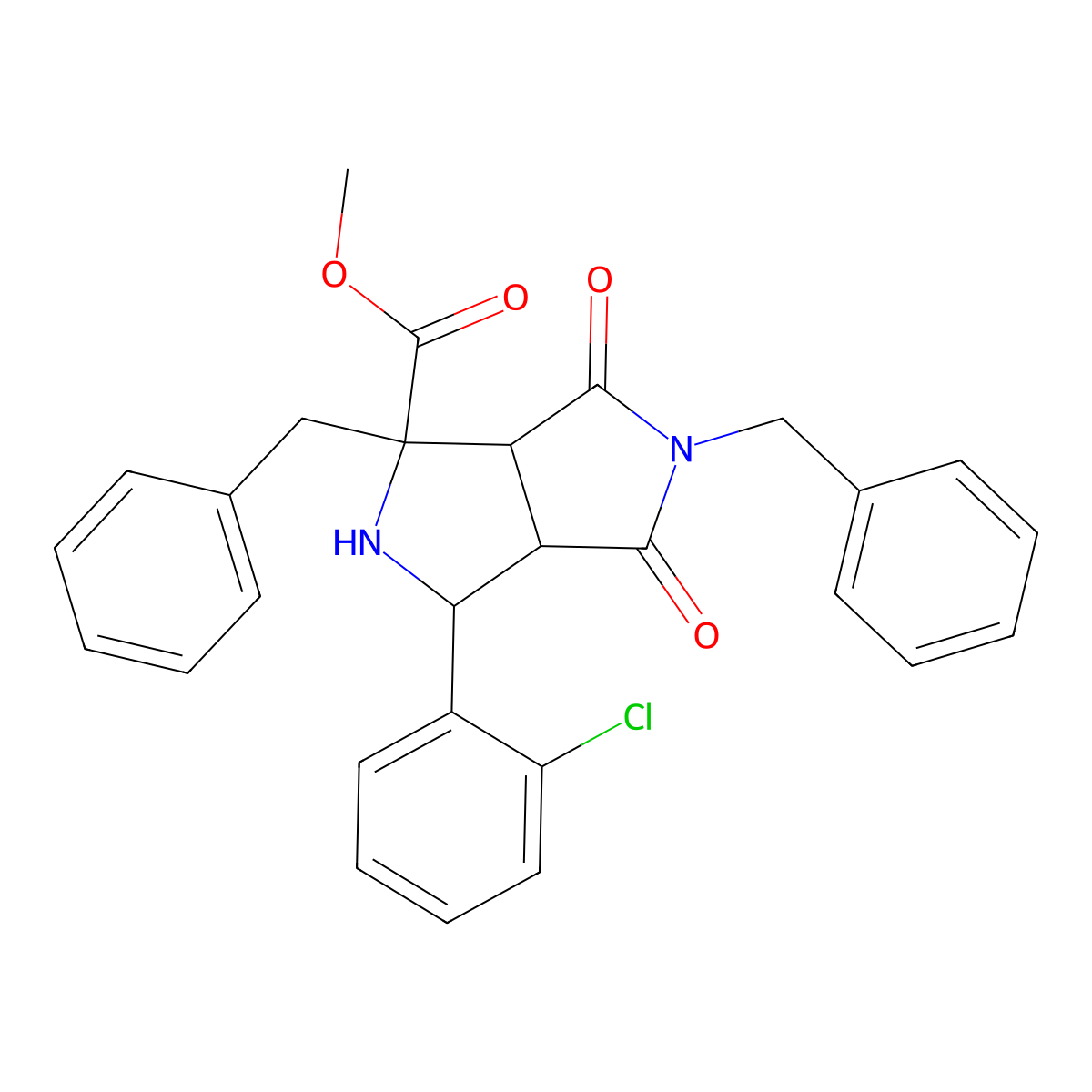 Methyl 1,5-dibenzyl-3-(2-chlorophenyl)-4,6-dioxooctahydropyrrolo[3,4-c]pyrrole-1-carboxylate molecular structure, CAS 321521-59-9