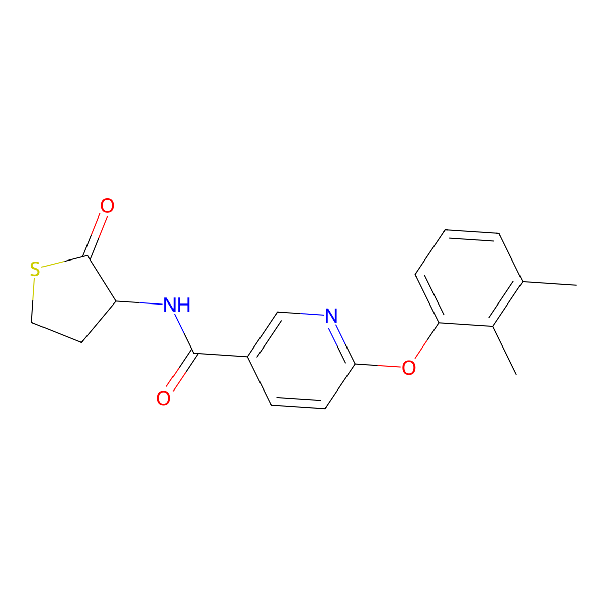 6-(2,3-dimethylphenoxy)-N-(2-oxothiolan-3-yl)pyridine-3-carboxamide molecular structure, CAS 321521-93-1