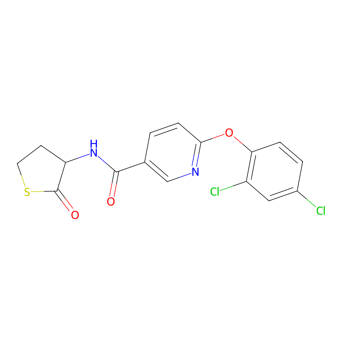 6-(2,4-dichlorophenoxy)-N-(2-oxothiolan-3-yl)pyridine-3-carboxamide molecular structure, CAS 321521-95-3