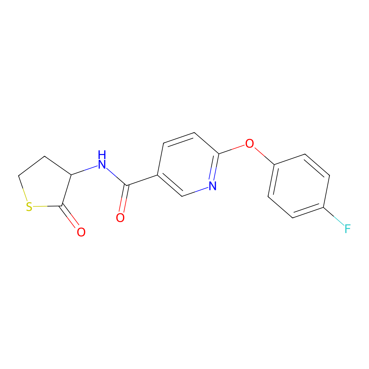 6-(4-fluorophenoxy)-N-(2-oxothiolan-3-yl)pyridine-3-carboxamide molecular structure, CAS 321521-96-4