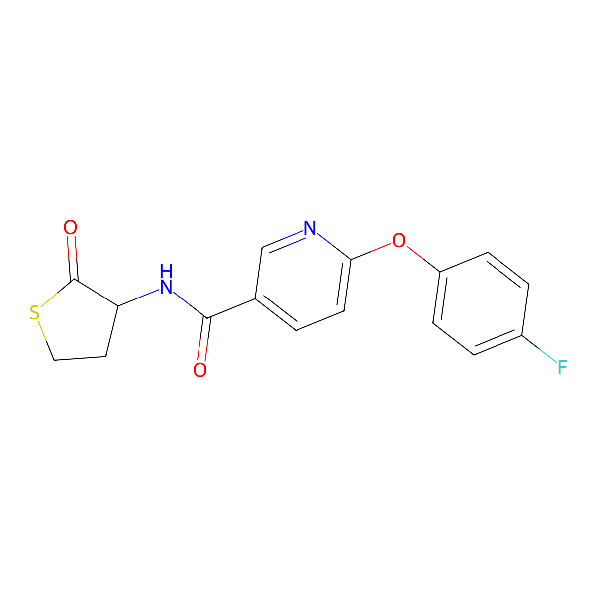 6-(4-fluorophenoxy)-N-(2-oxothiolan-3-yl)pyridine-3-carboxamide molecular structure, CAS 321521-96-4