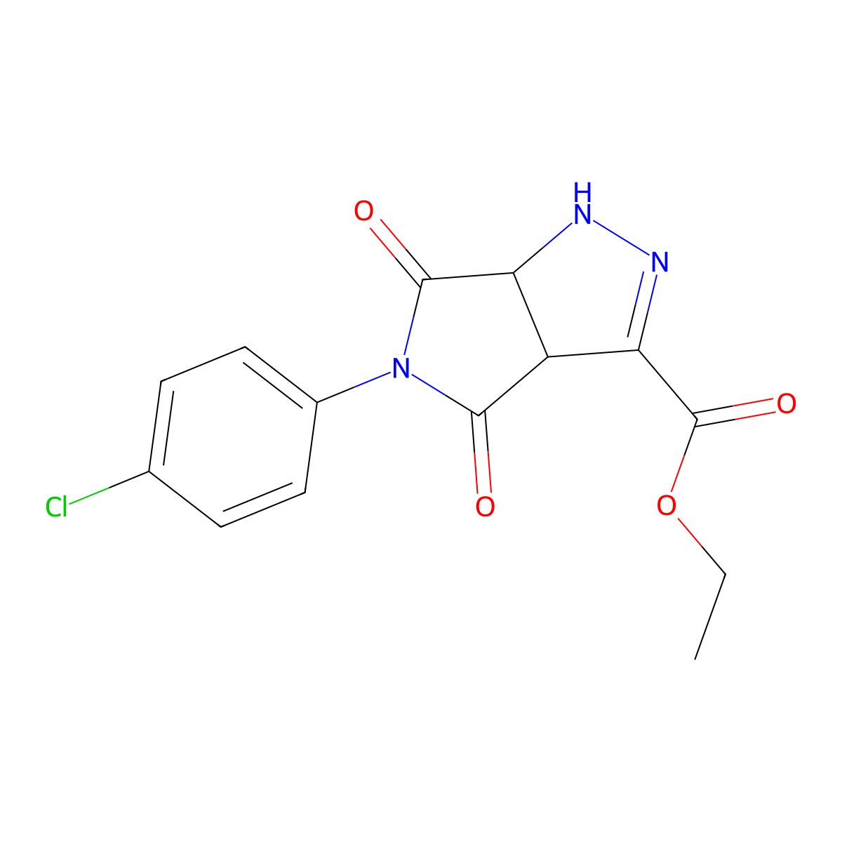 Ethyl 5-(4-chlorophenyl)-4,6-dioxo-1,3a,4,5,6,6a-hexahydropyrrolo[3,4-c]pyrazole-3-carboxylate molecular structure, CAS 321522-07-0