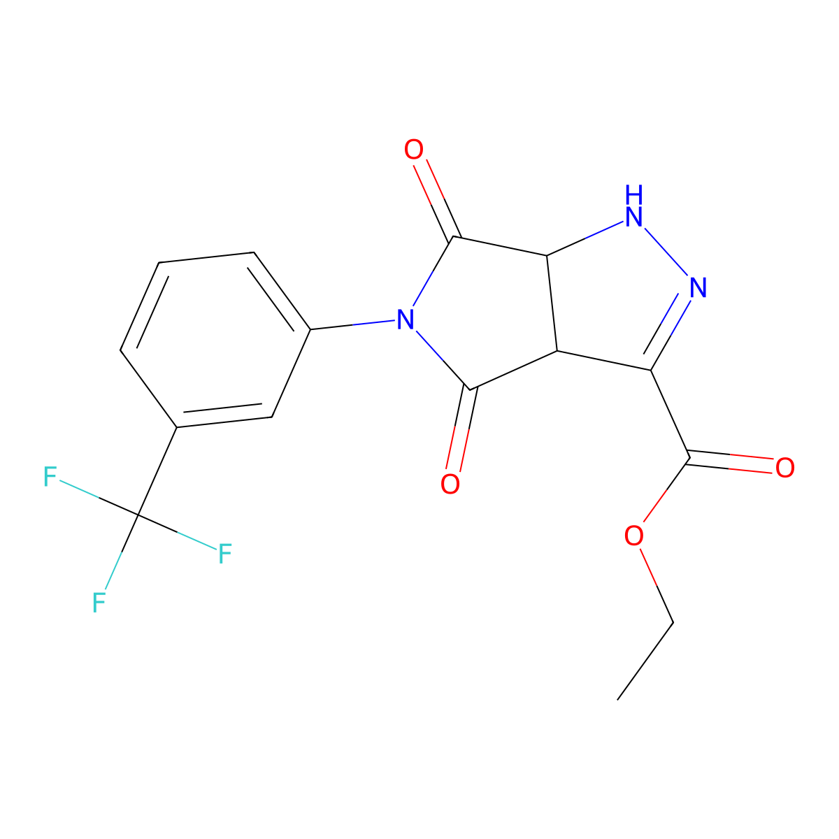 Ethyl 4,6-dioxo-5-[3-(trifluoromethyl)phenyl]-1,3a,4,5,6,6a-hexahydropyrrolo[3,4-c]pyrazole-3-carboxylate molecular structure, CAS 321522-08-1