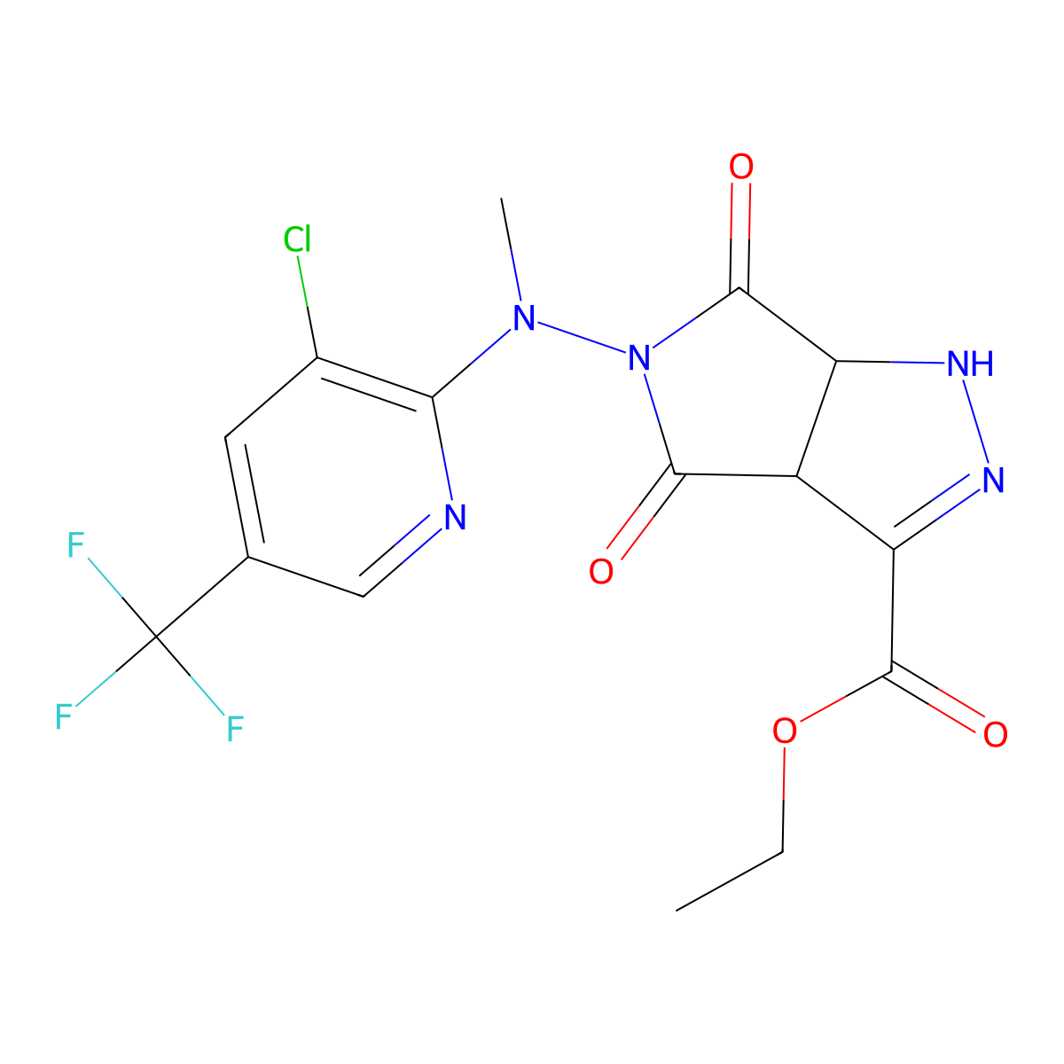 Ethyl 5-[[3-chloro-5-(trifluoromethyl)-2-pyridinyl](methyl)amino]-4,6-dioxo-1,3a,4,5,6,6a-hexahydropyrrolo[3,4-c]pyrazole-3-carboxylate molecular structure, CAS 321522-16-1