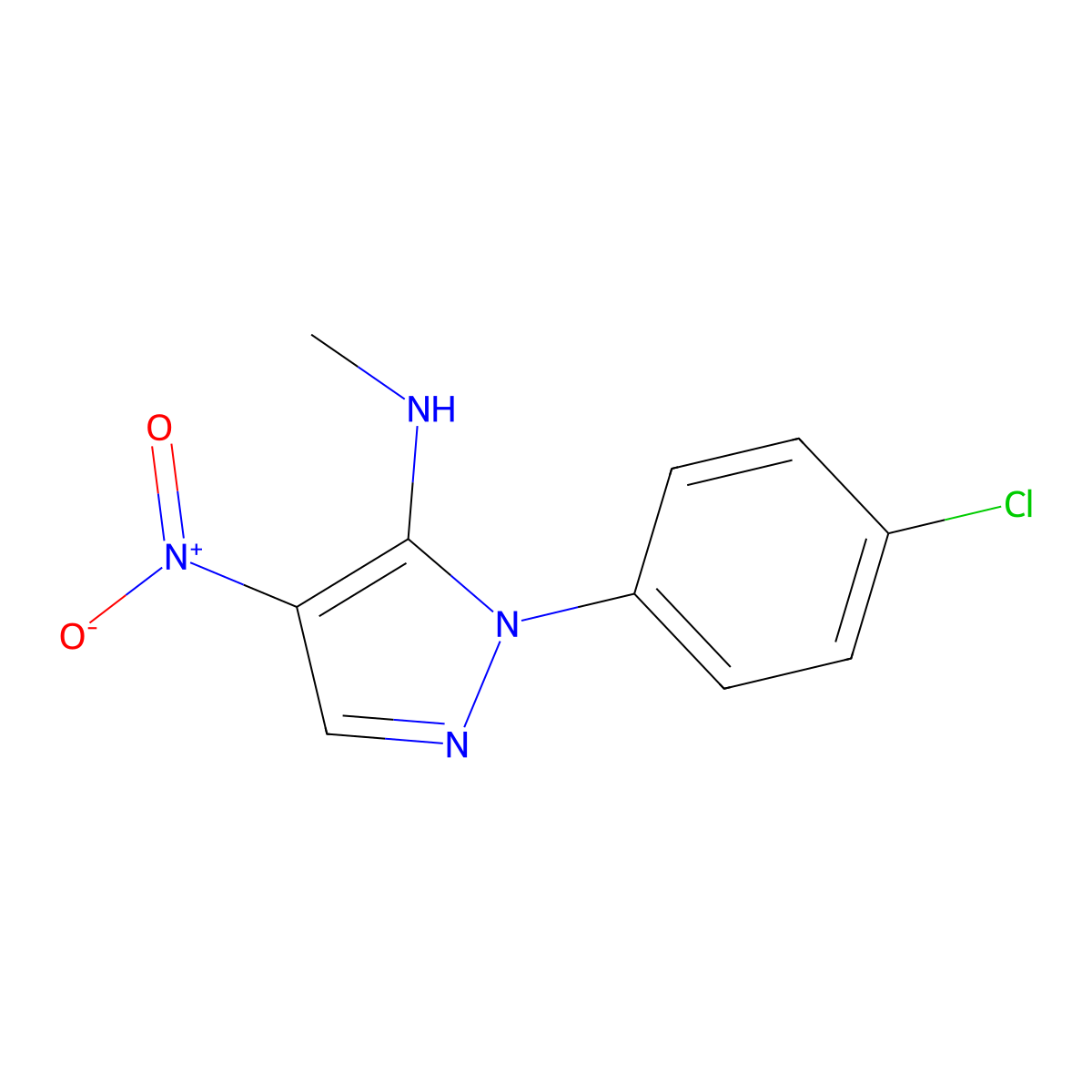 1-(4-chlorophenyl)-N-methyl-4-nitro-1H-pyrazol-5-amine molecular structure, CAS 321522-17-2
