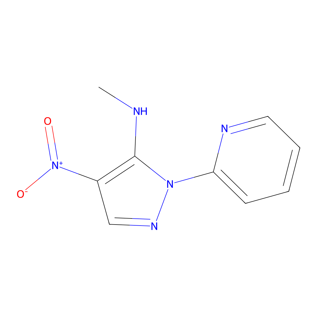 N-methyl-4-nitro-1-(2-pyridinyl)-1H-pyrazol-5-amine molecular structure, CAS 321522-18-3