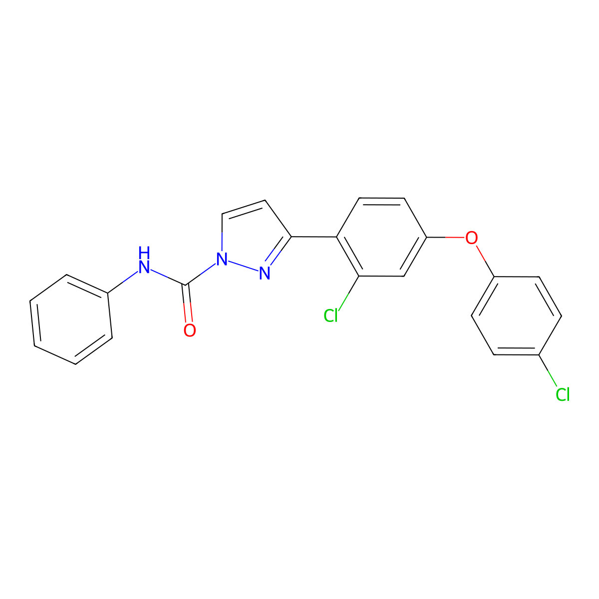 3-[2-chloro-4-(4-chlorophenoxy)phenyl]-N-phenyl-1H-pyrazole-1-carboxamide molecular structure, CAS 321522-24-1