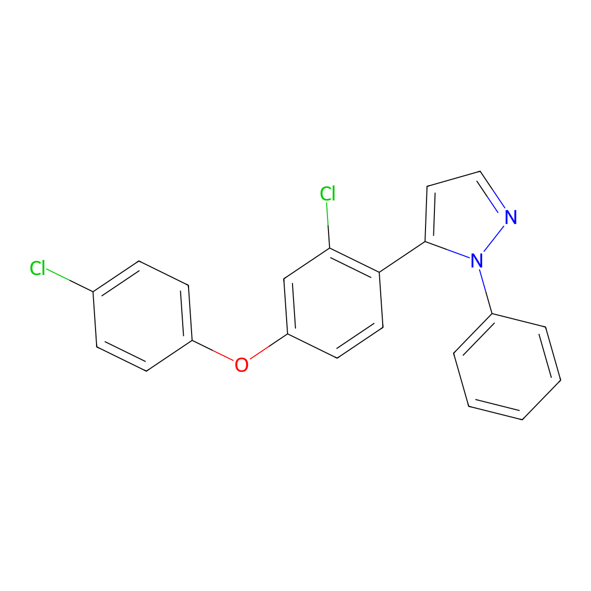 5-[2-chloro-4-(4-chlorophenoxy)phenyl]-1-phenyl-1H-pyrazole molecular structure, CAS 321522-26-3