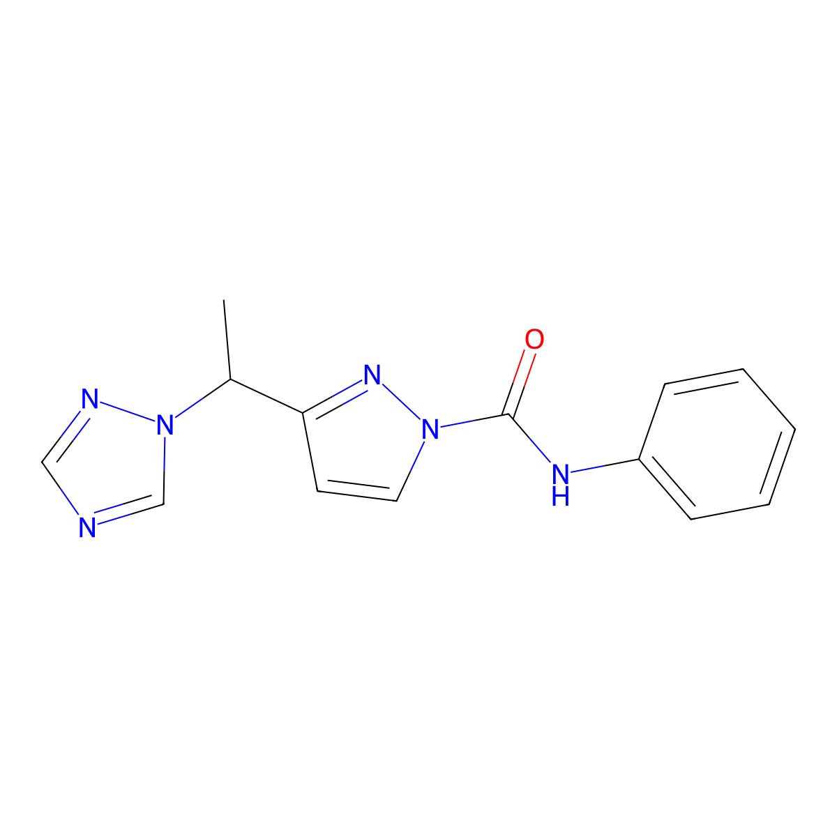 N-phenyl-3-[1-(1H-1,2,4-triazol-1-yl)ethyl]-1H-pyrazole-1-carboxamide molecular structure, CAS 321522-29-6