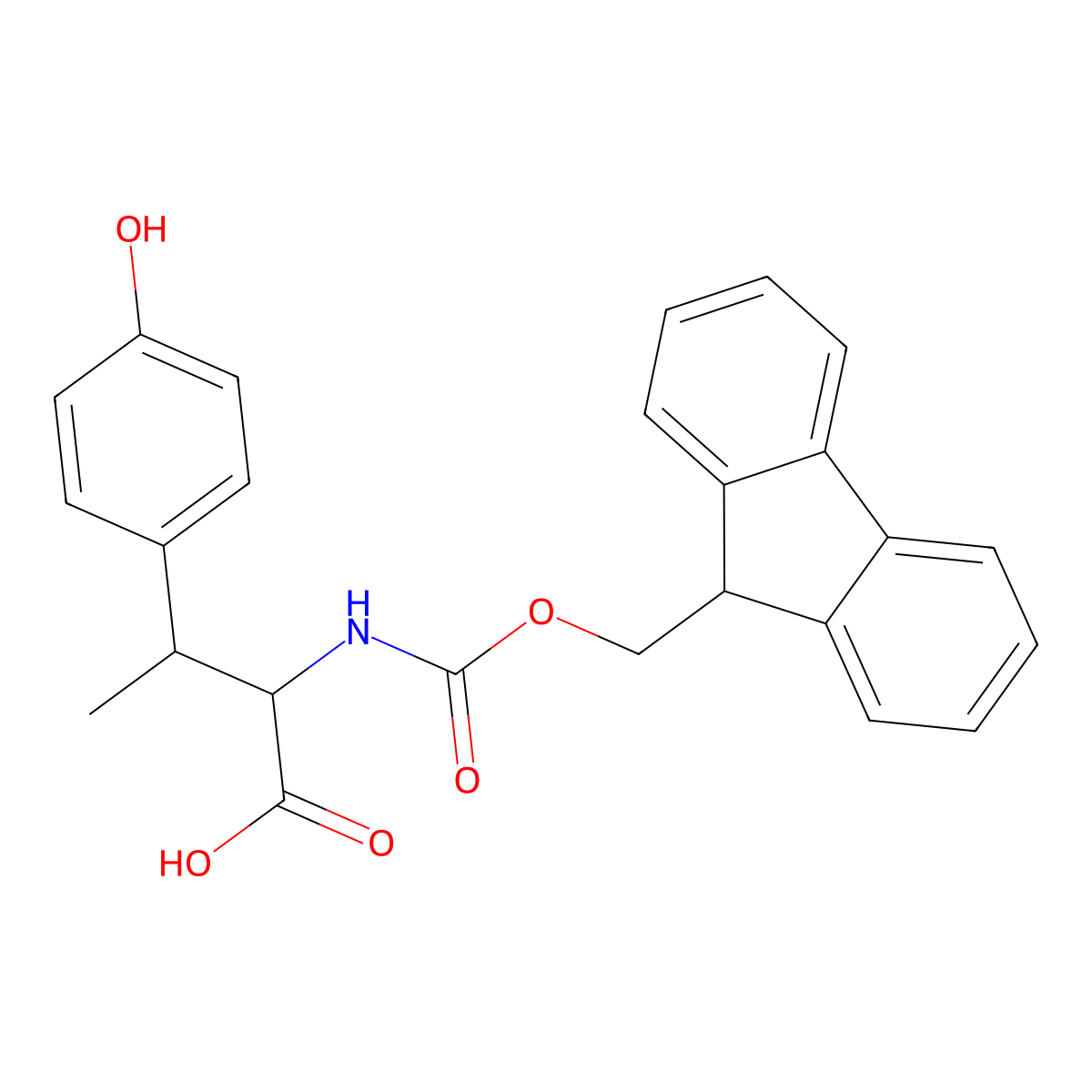 (2R,3R)-2-(9H-fluoren-9-ylmethoxycarbonylamino)-3-(4-hydroxyphenyl)butanoic acid molecular structure, CAS 321525-17-1