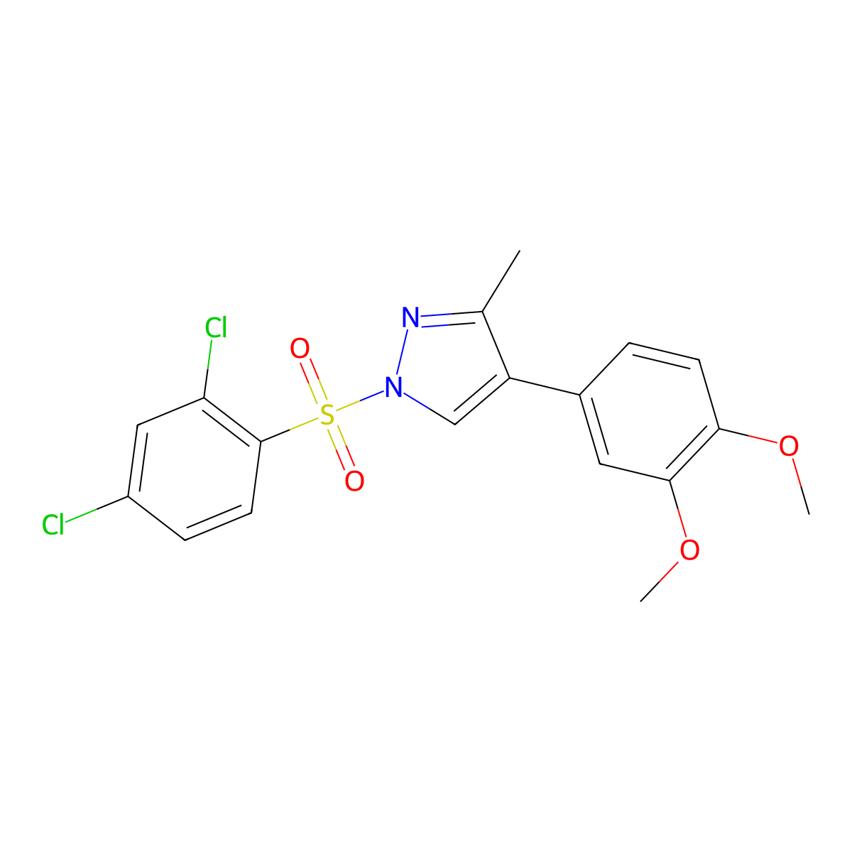 1-[(2,4-dichlorophenyl)sulfonyl]-4-(3,4-dimethoxyphenyl)-3-methyl-1H-pyrazole molecular structure, CAS 321526-11-8