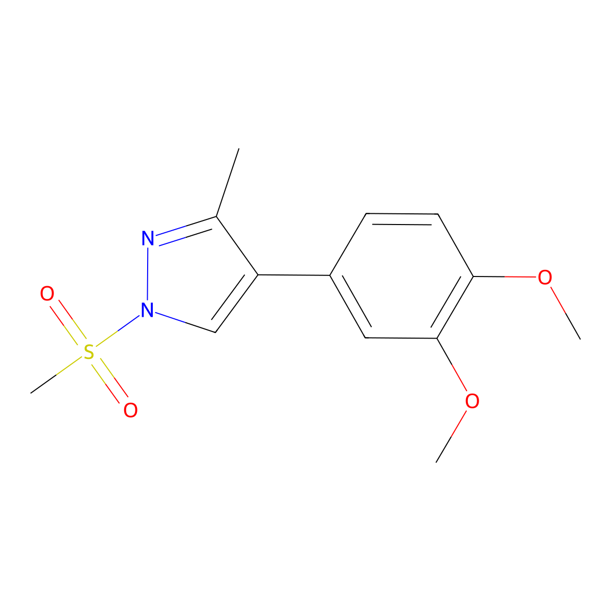 4-(3,4-dimethoxyphenyl)-3-methyl-1-(methylsulfonyl)-1H-pyrazole molecular structure, CAS 321526-12-9