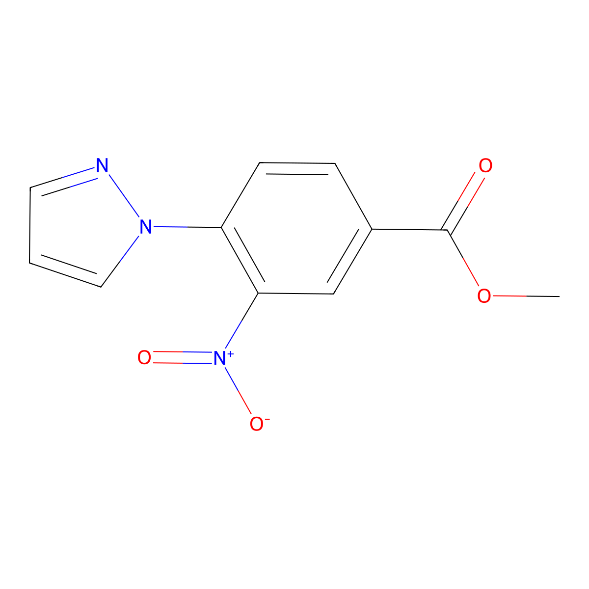 Methyl 3-nitro-4-pyrazol-1-ylbenzoate molecular structure, CAS 321526-14-1