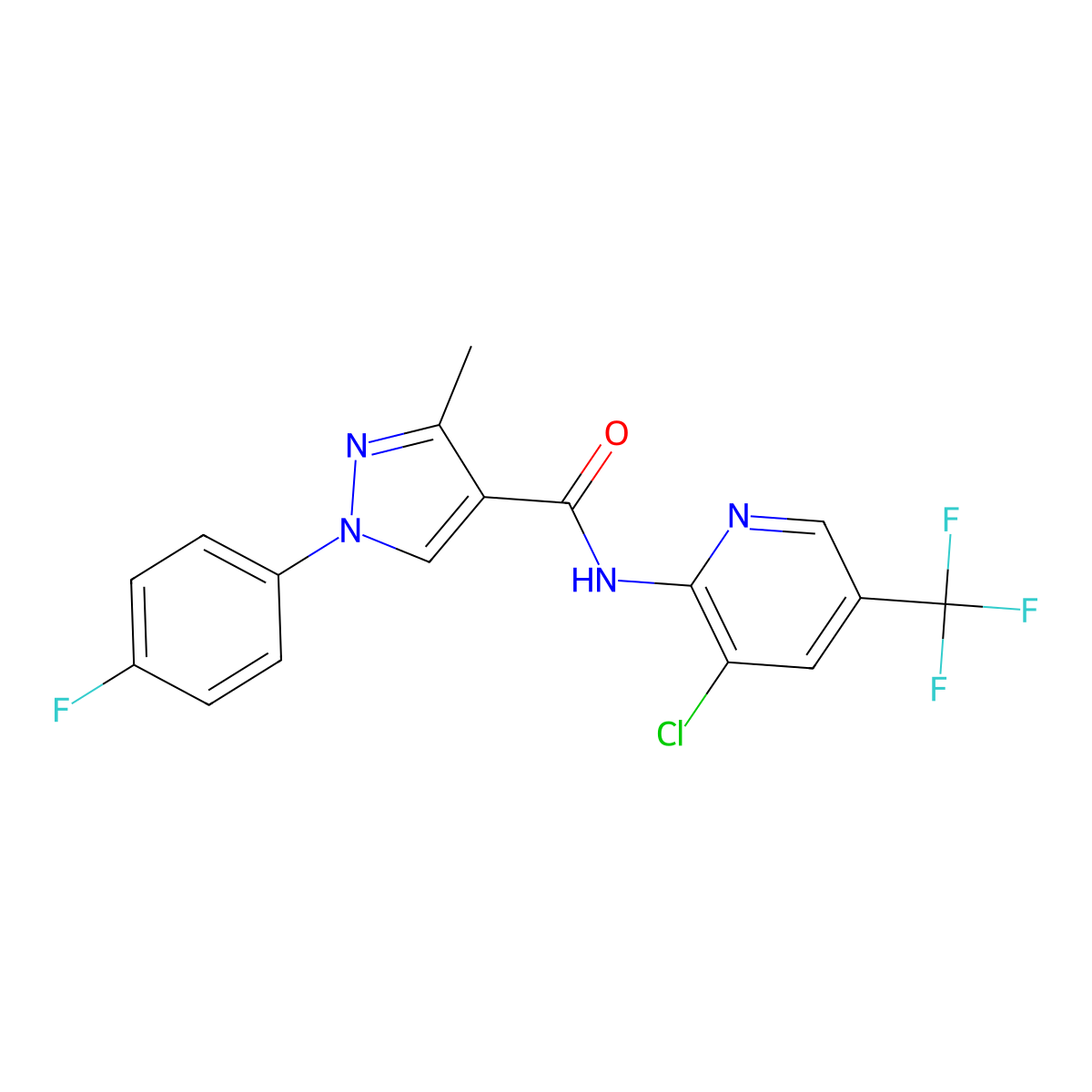 N-[3-chloro-5-(trifluoromethyl)-2-pyridinyl]-1-(4-fluorophenyl)-3-methyl-1H-pyrazole-4-carboxamide molecular structure, CAS 321526-15-2