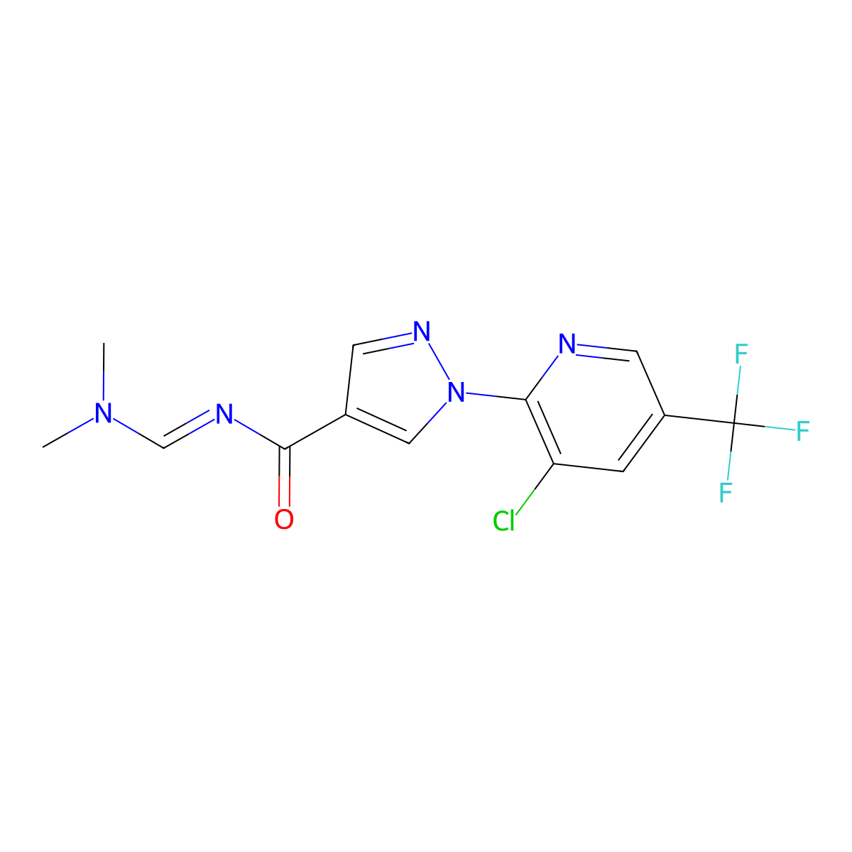 1-[3-chloro-5-(trifluoromethyl)pyridin-2-yl]-N-(dimethylaminomethylidene)pyrazole-4-carboxamide molecular structure, CAS 321526-16-3