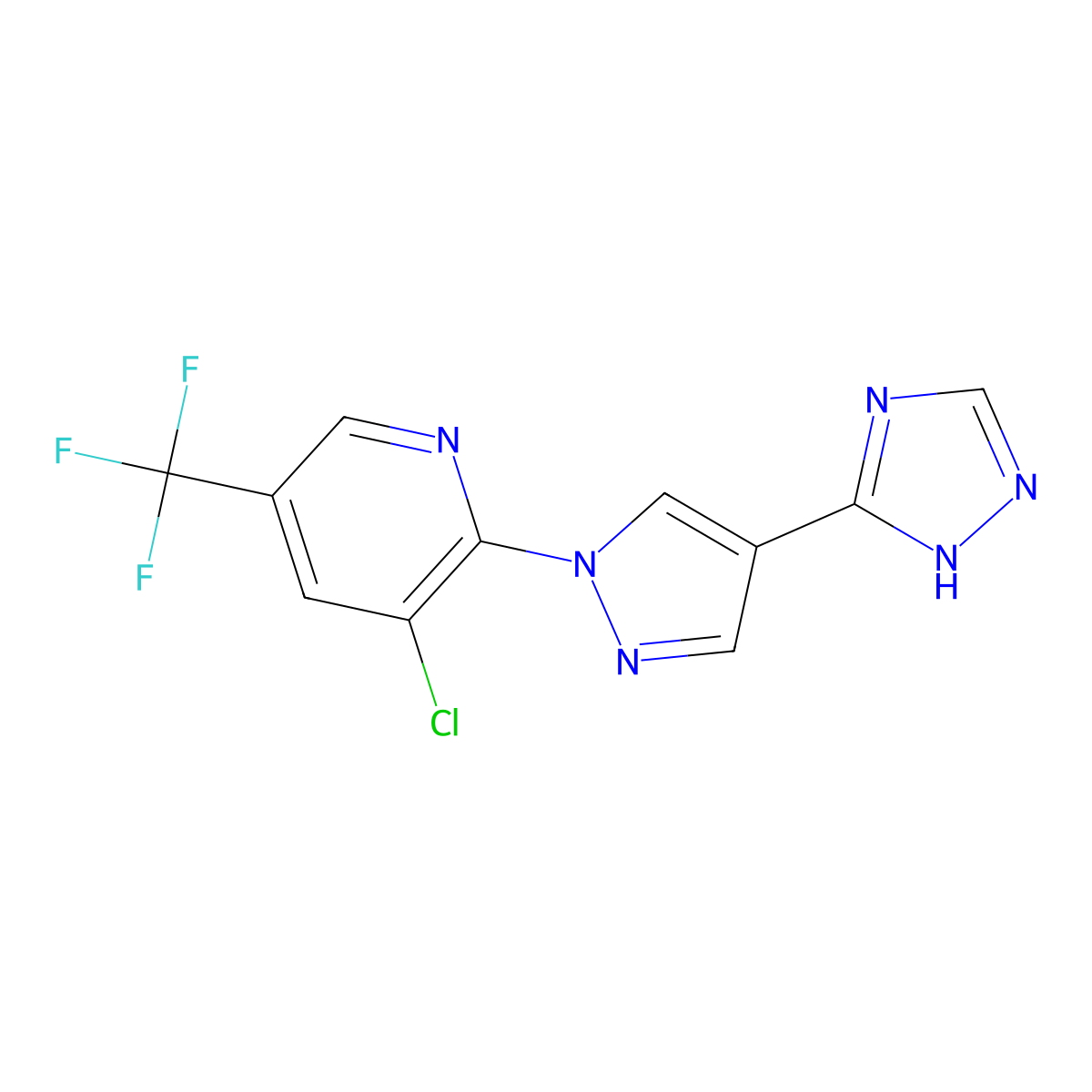 3-chloro-2-[4-(1H-1,2,4-triazol-3-yl)-1H-pyrazol-1-yl]-5-(trifluoromethyl)pyridine molecular structure, CAS 321526-20-9