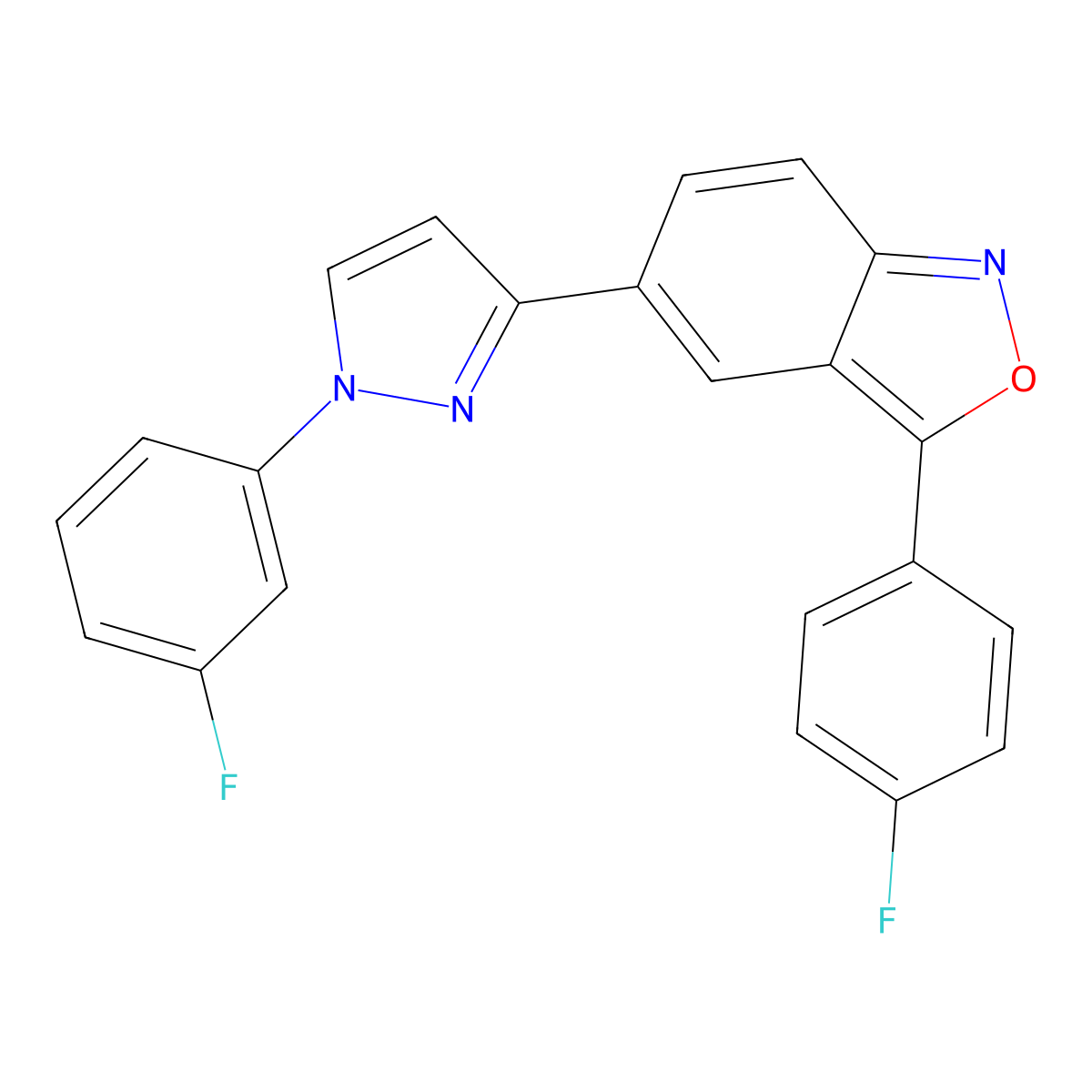 3-(4-fluorophenyl)-5-[1-(3-fluorophenyl)-1H-pyrazol-3-yl]-2,1-benzisoxazole molecular structure, CAS 321526-21-0